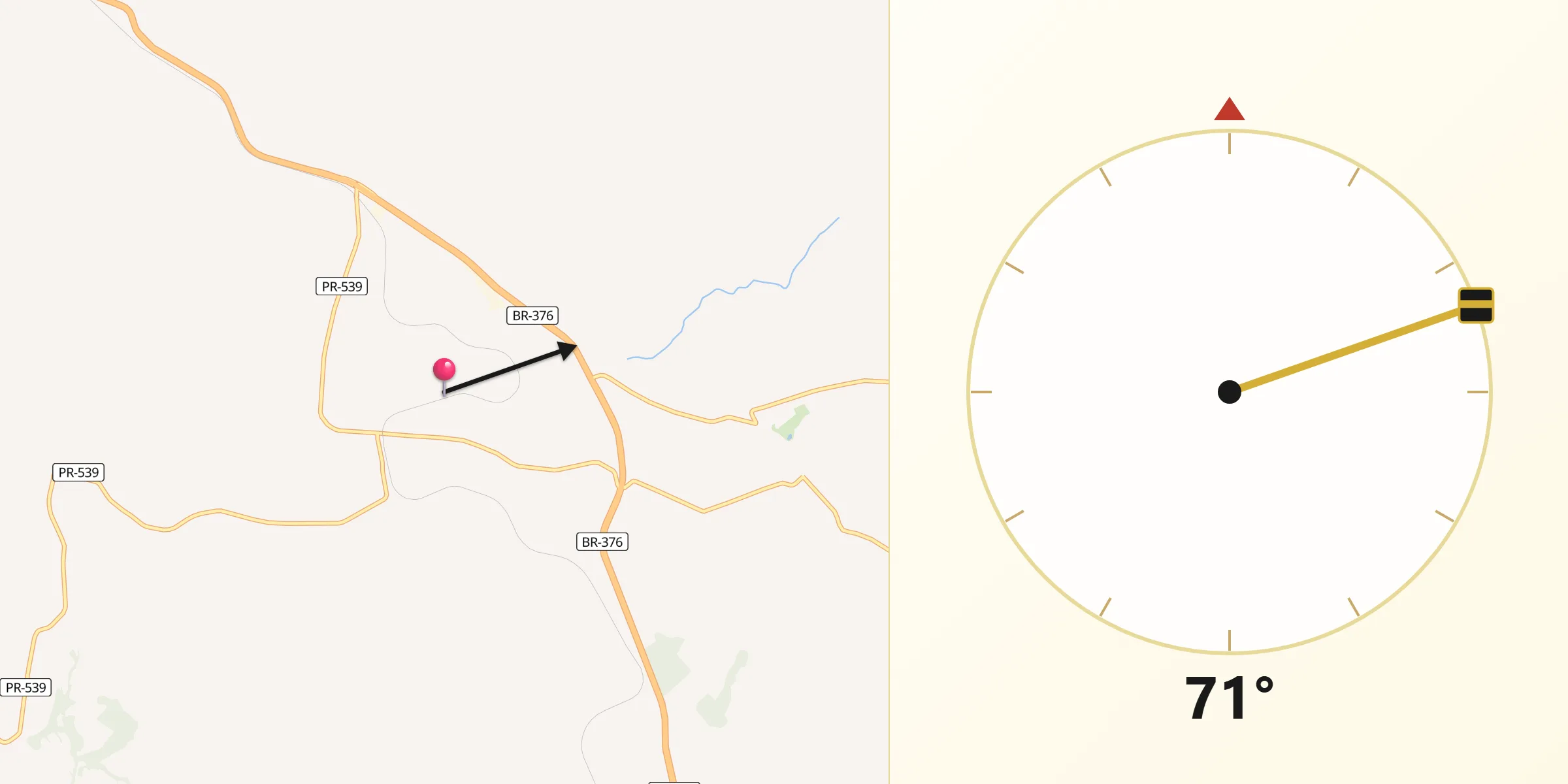 Direção da Qibla a partir de Marilândia do Sul