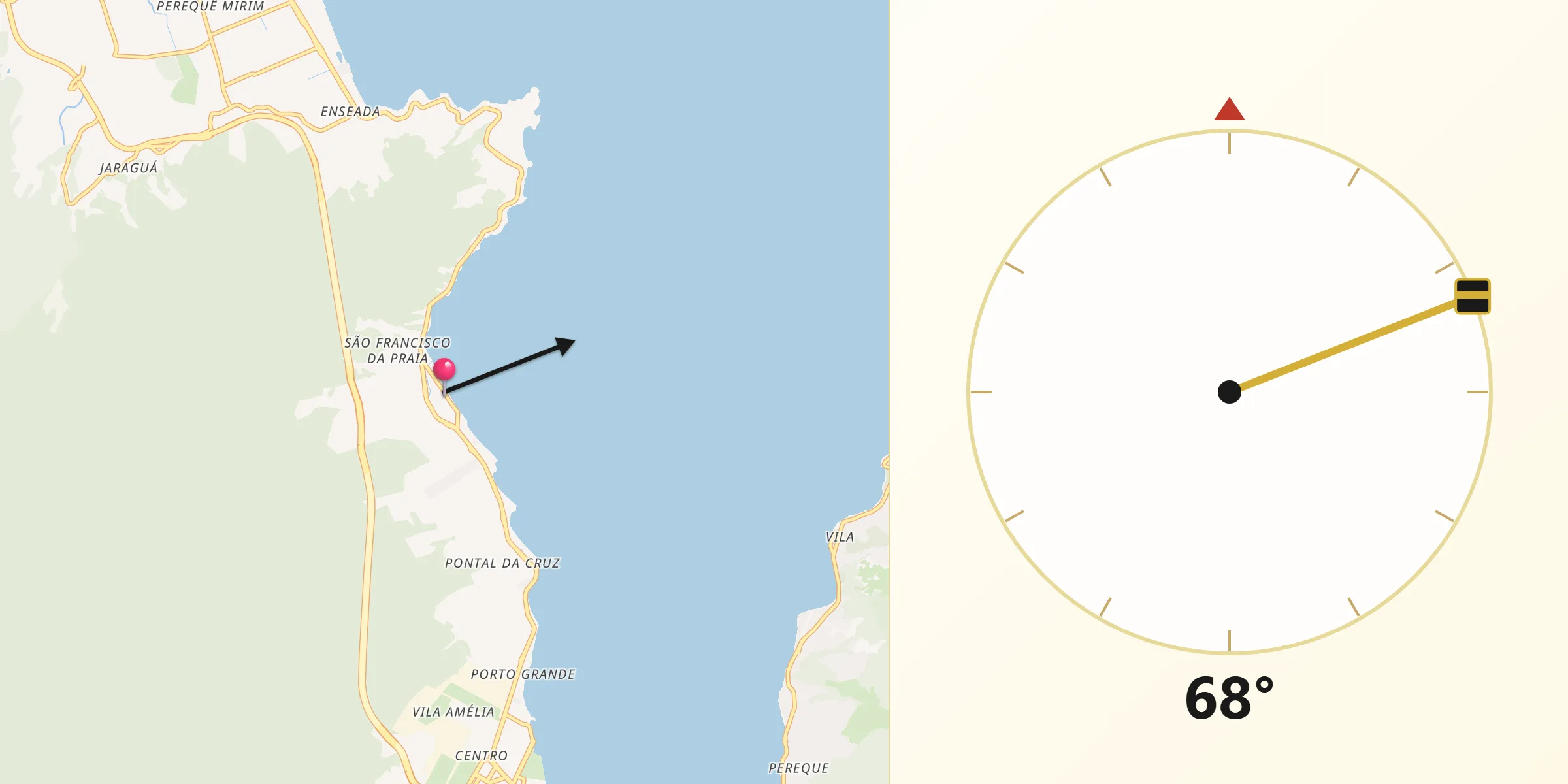 Direção da Qibla a partir de São Sebastião