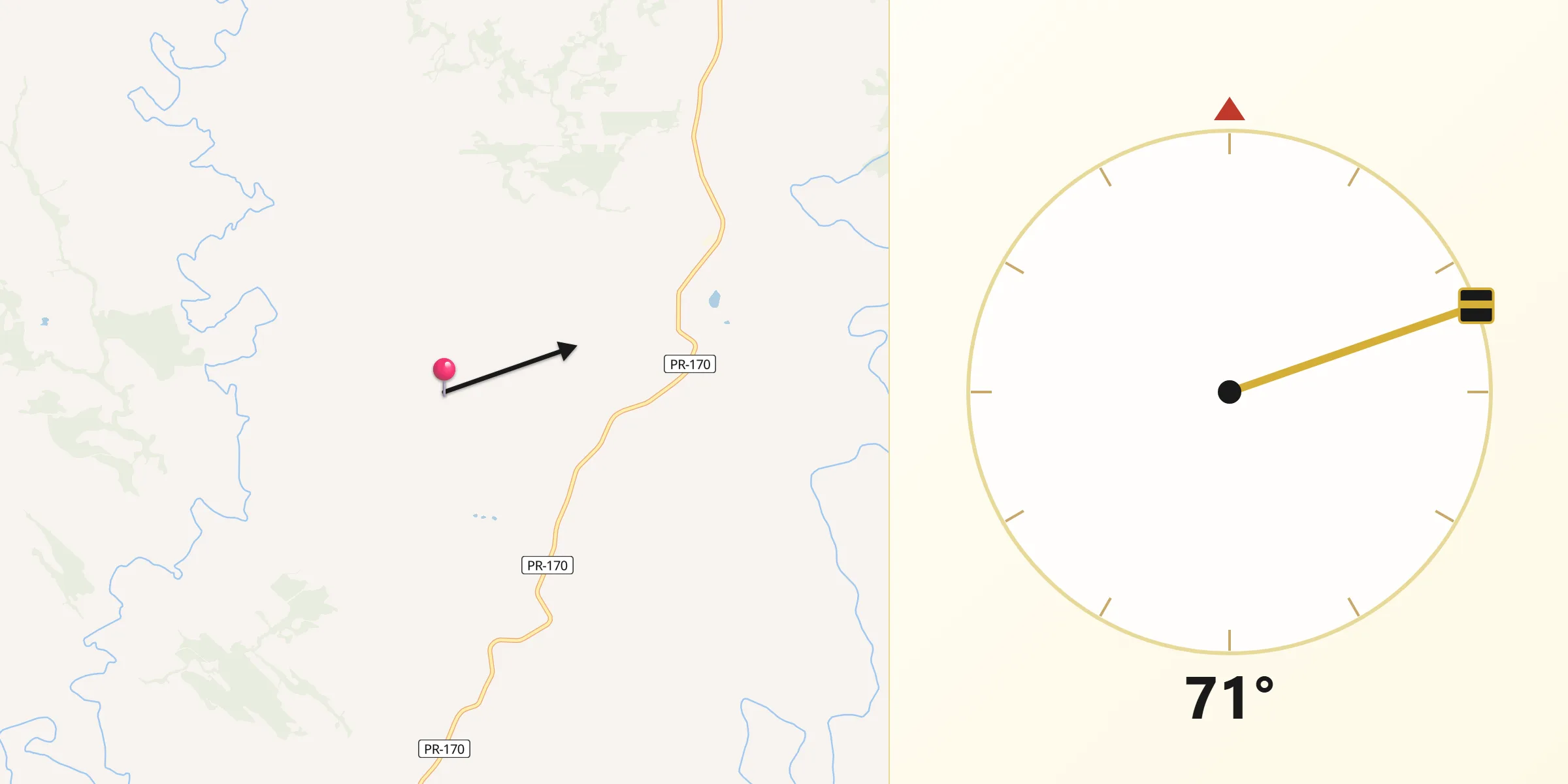 Direção da Qibla a partir de Novo Itacolomi