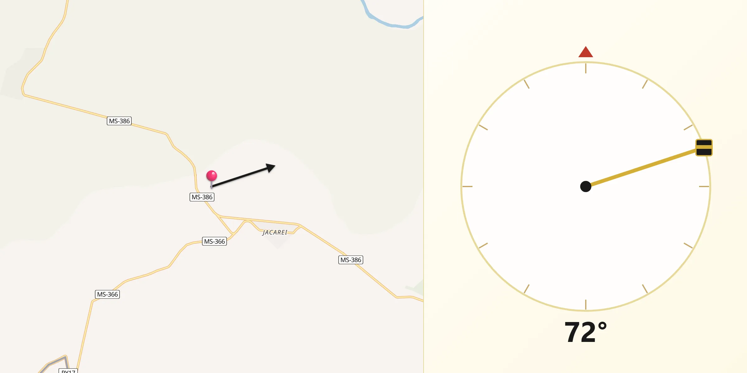 Direção da Qibla a partir de Japorã