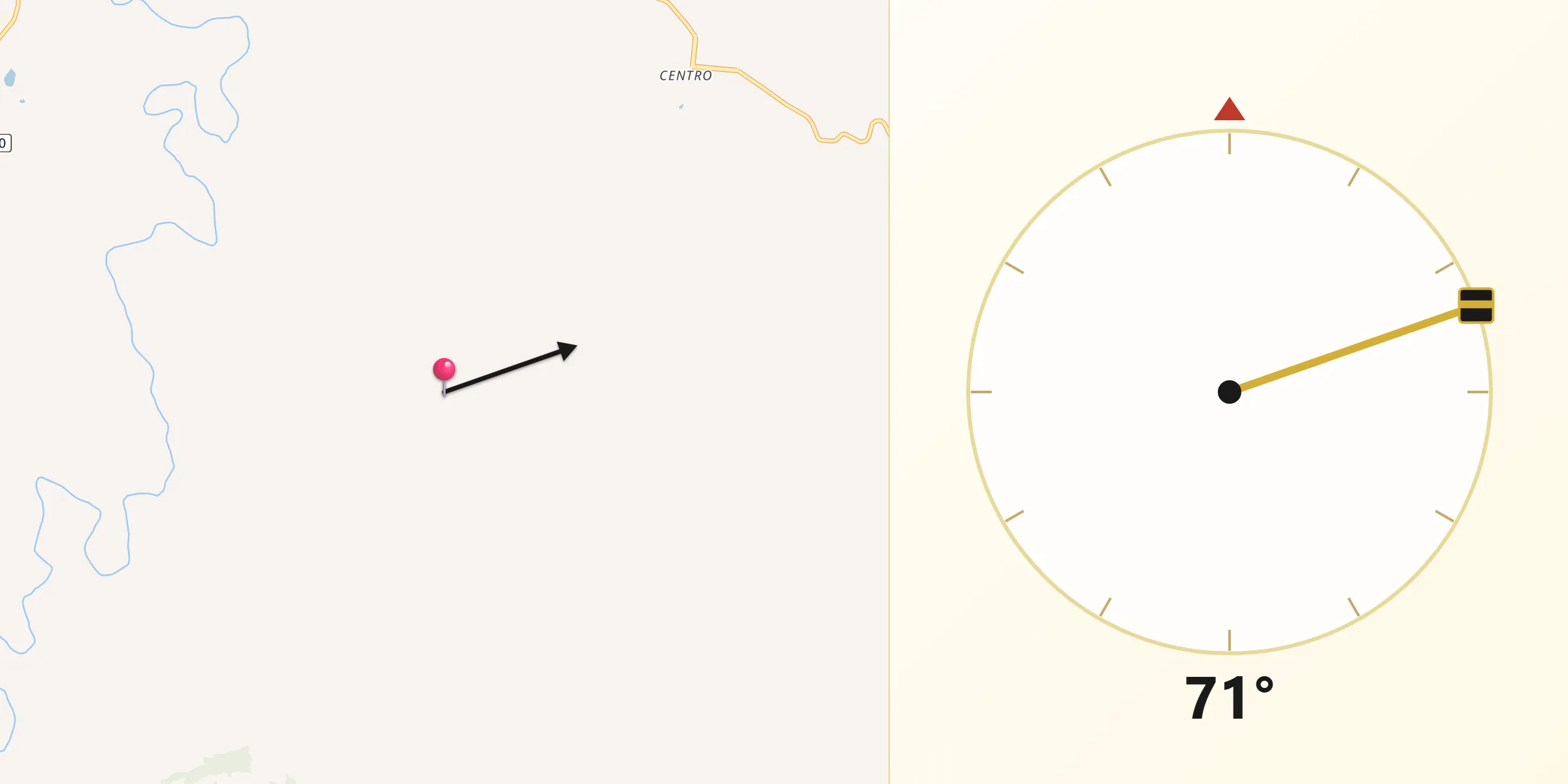Direção da Qibla a partir de Rio Bom