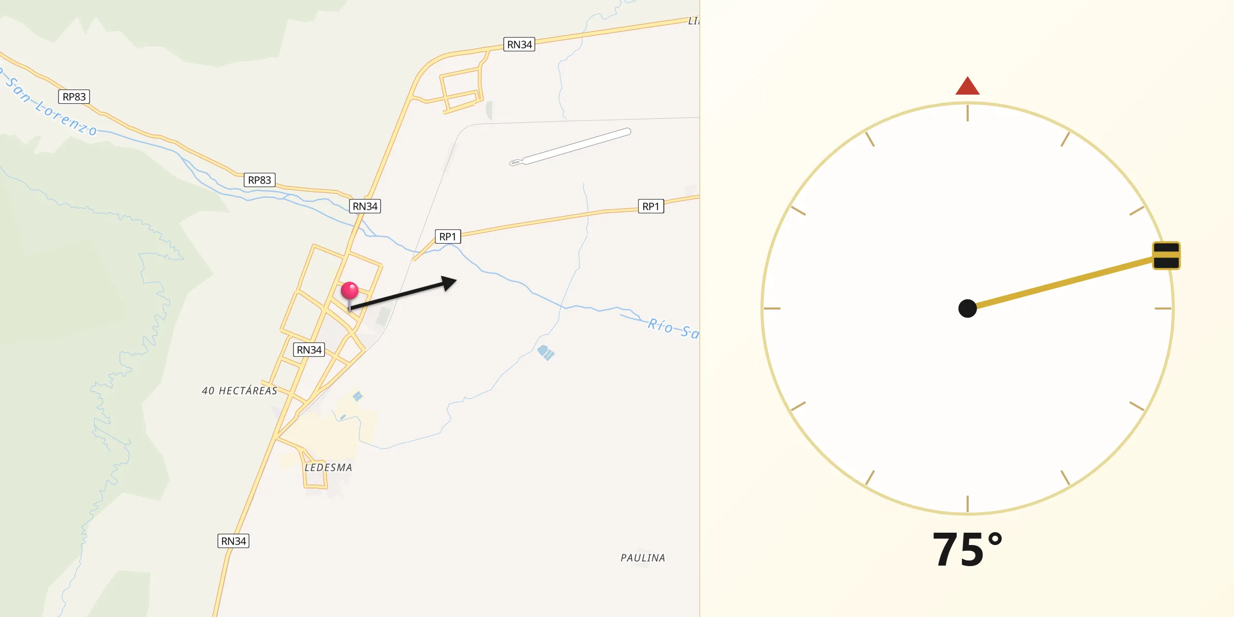 Dirección de la Qibla desde Libertador General San Martín