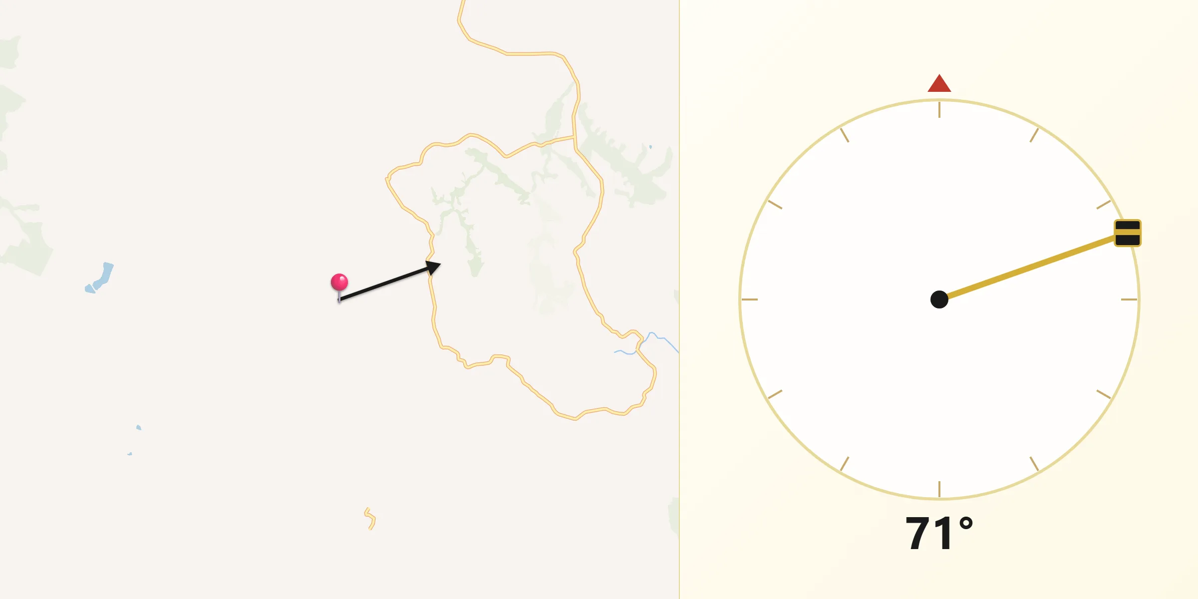 Direção da Qibla a partir de Tamarana