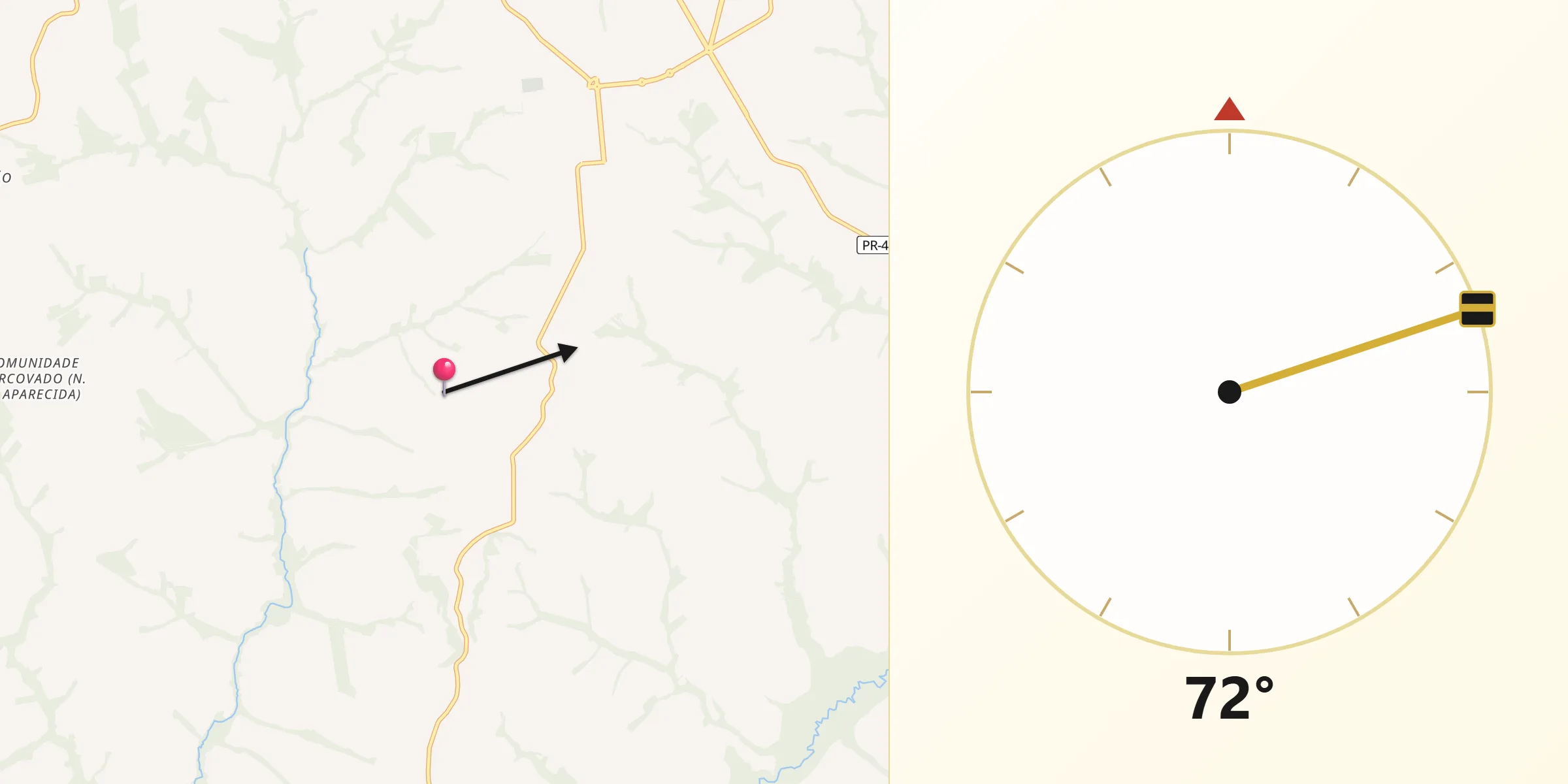 Direção da Qibla a partir de Pérola
