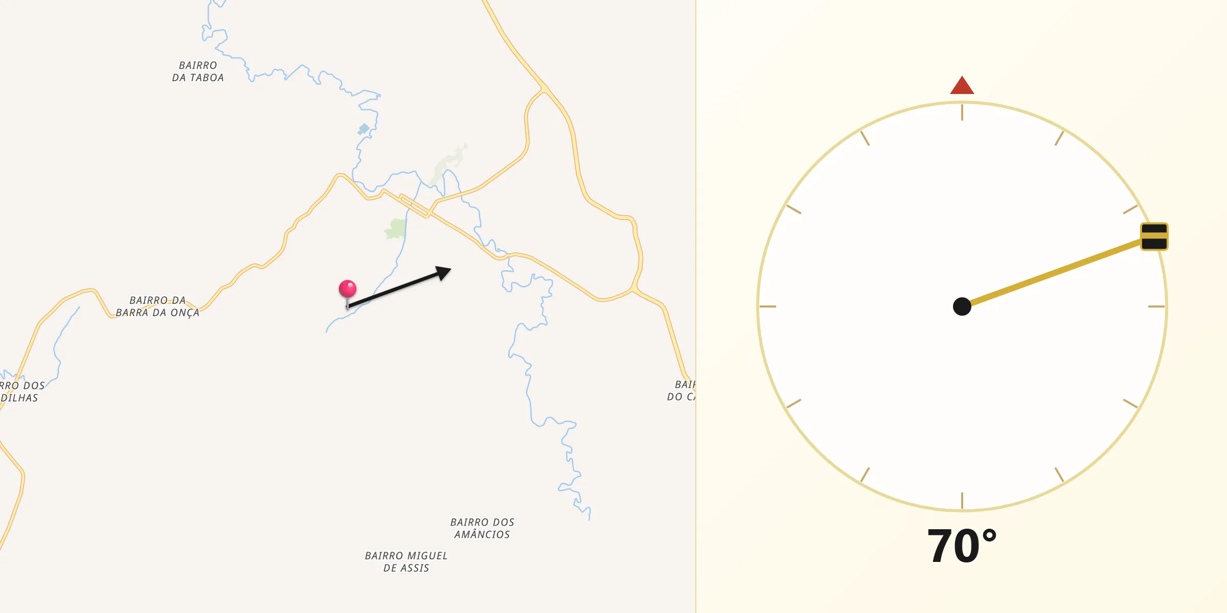 Direção da Qibla a partir de Riversul