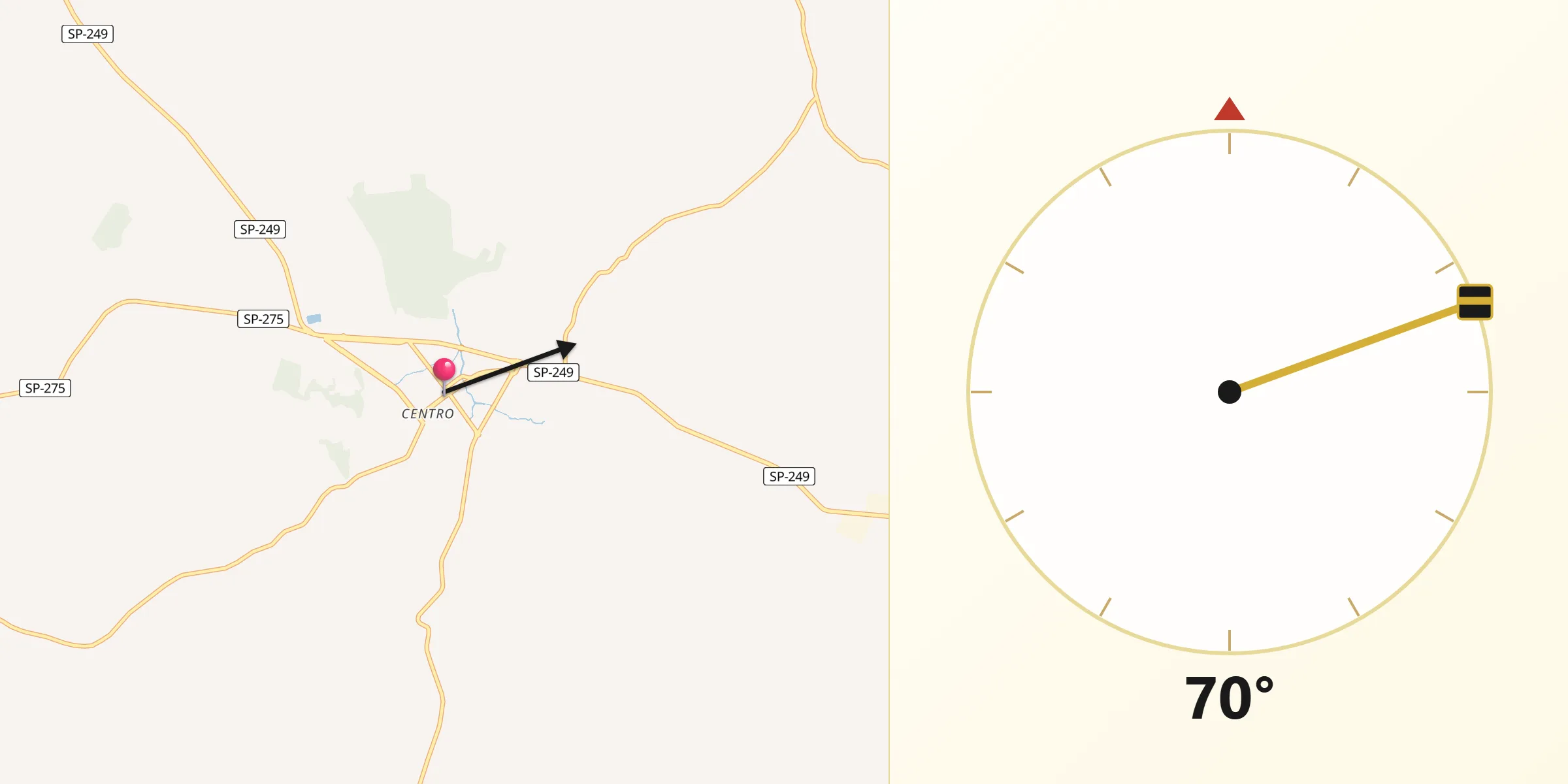 Direção da Qibla a partir de Itaberá