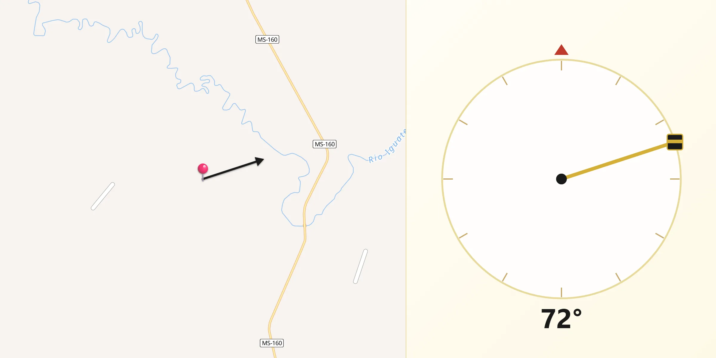 Direção da Qibla a partir de Sete Quedas