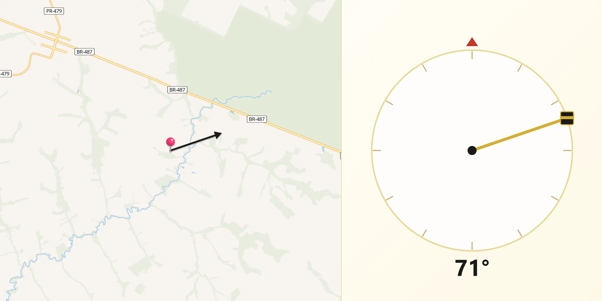 Direção da Qibla a partir de Tuneiras do Oeste