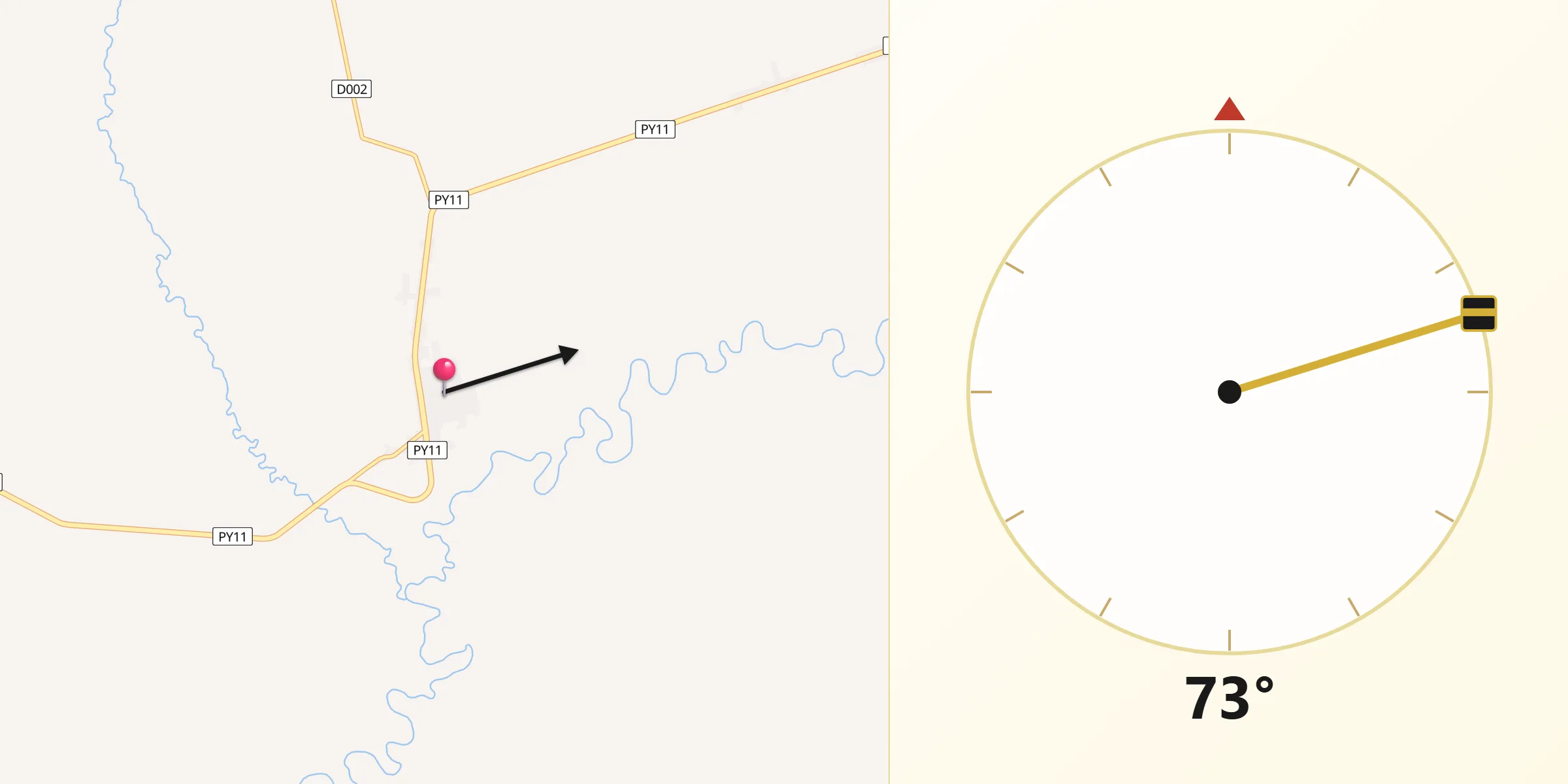 Dirección de la Qibla desde Colonia Nueva Germania
