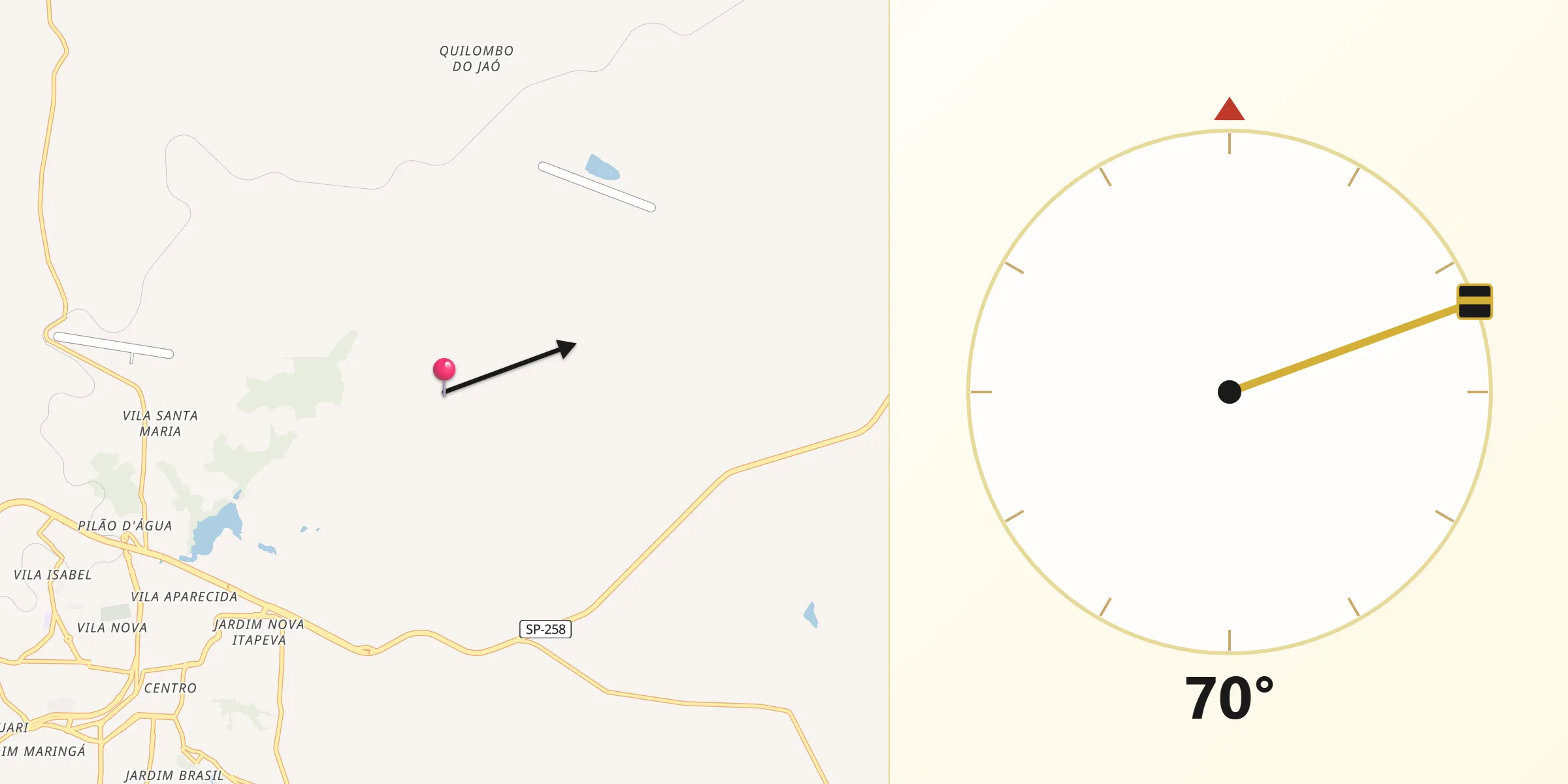 Direção da Qibla a partir de Itapeva