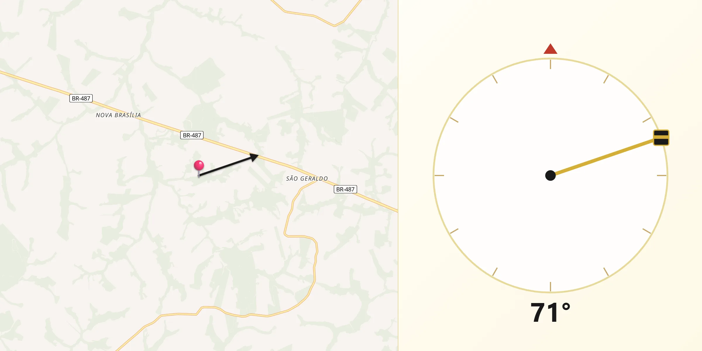 Direção da Qibla a partir de Araruna