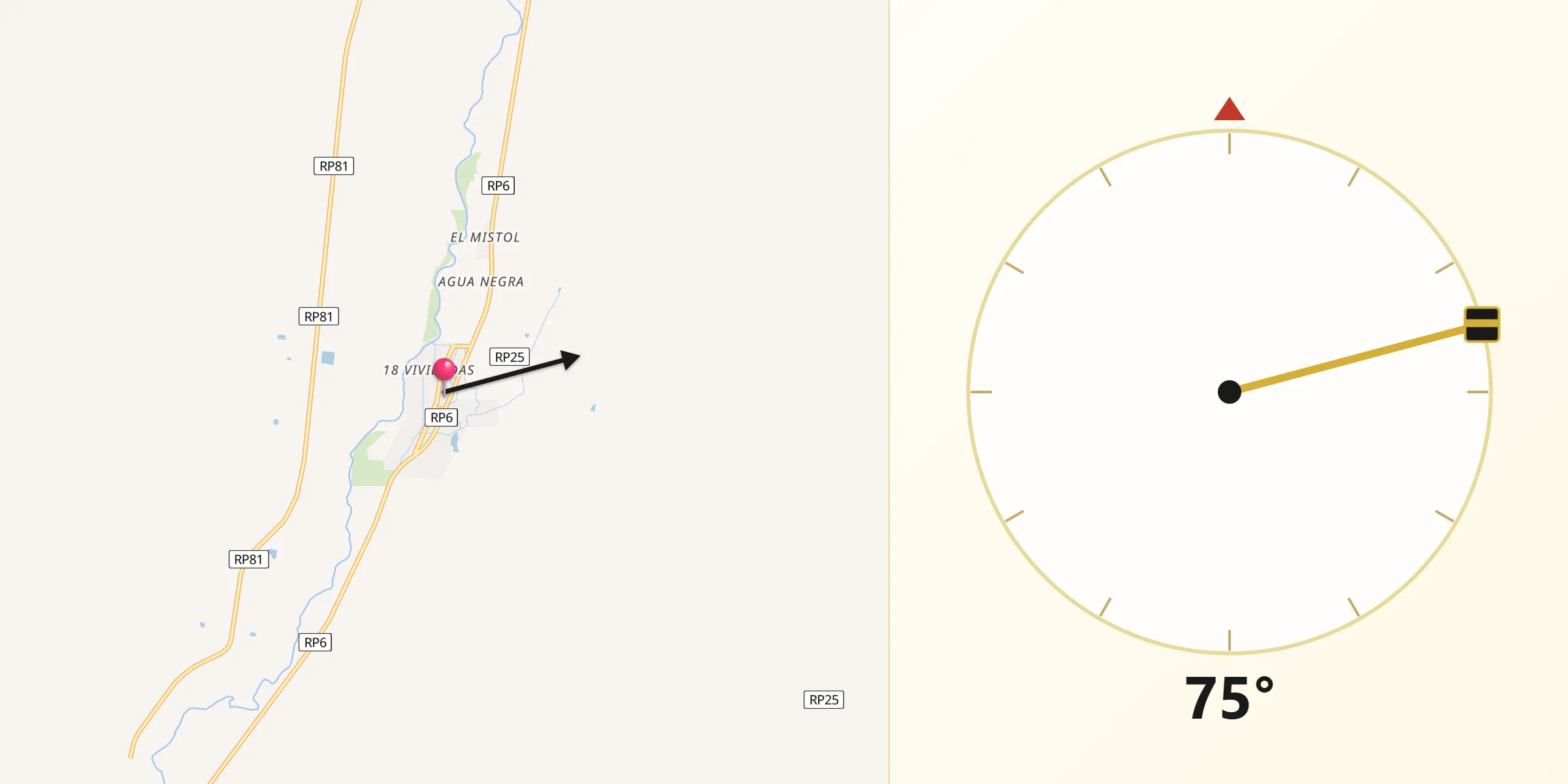Dirección de la Qibla desde Palma Sola