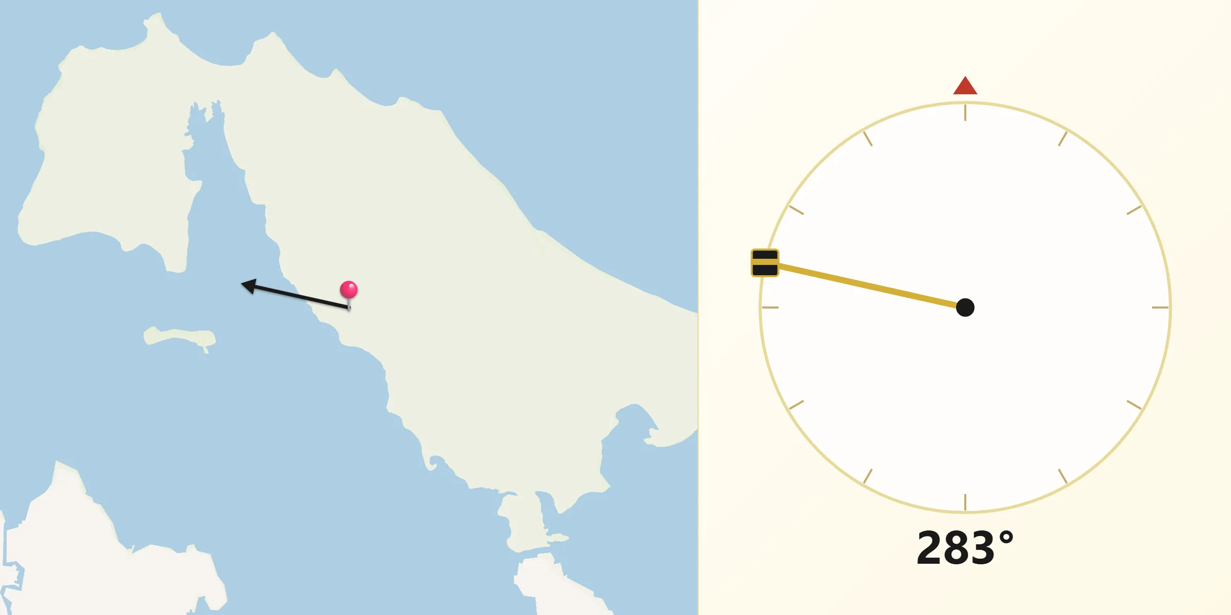 Qibla Direction from Gladstone