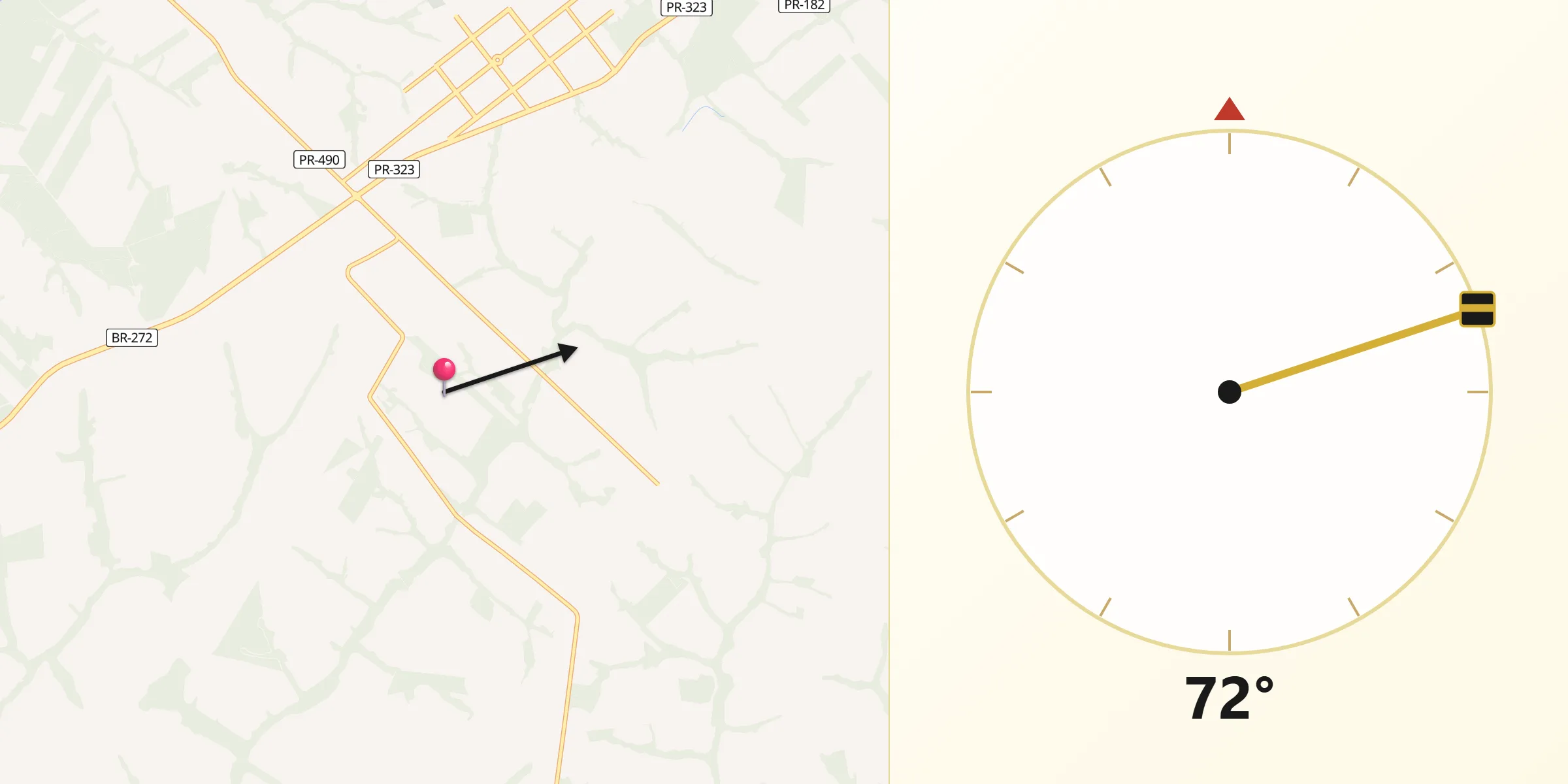 Direção da Qibla a partir de Iporã