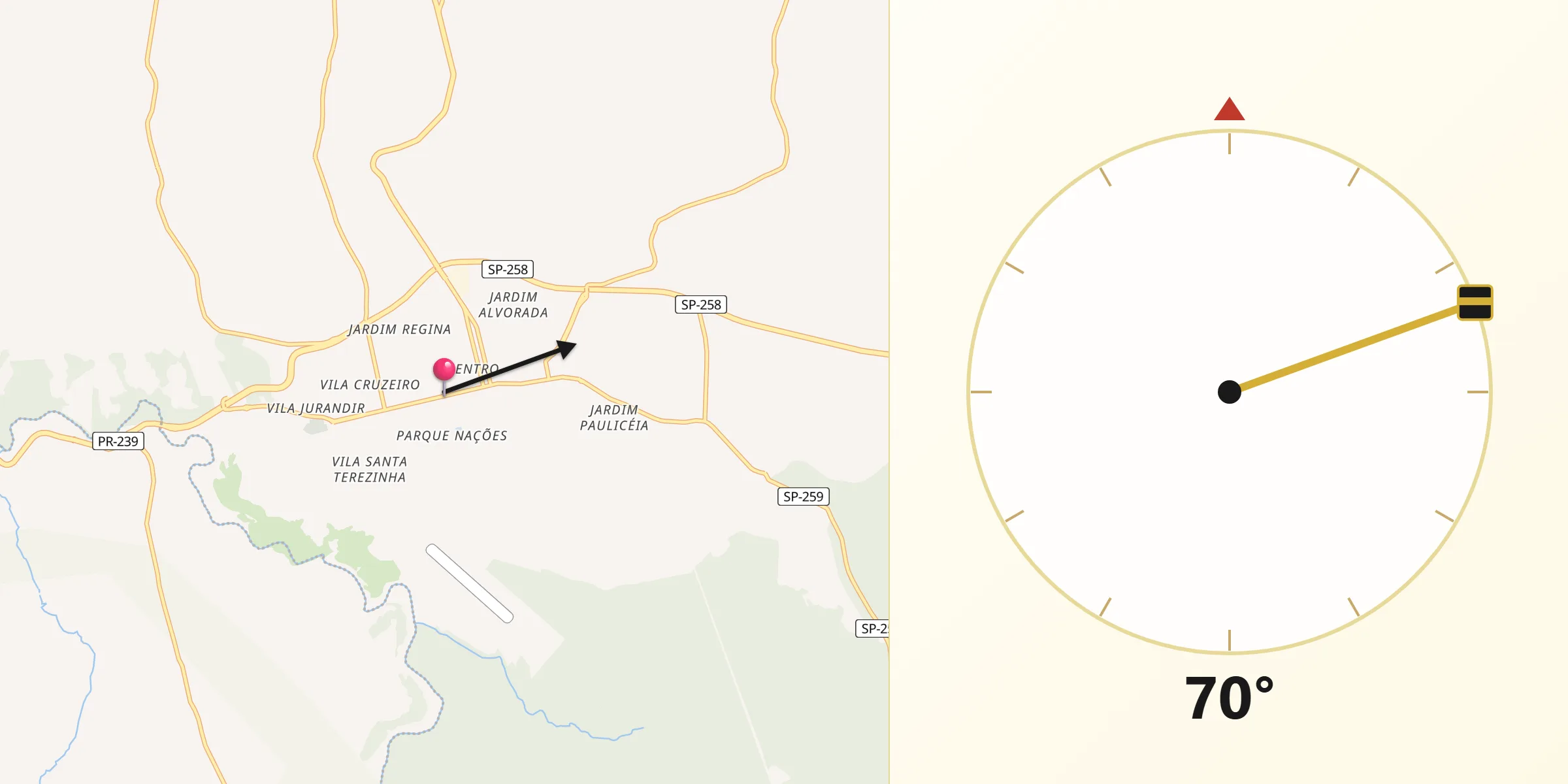Direção da Qibla a partir de Itararé