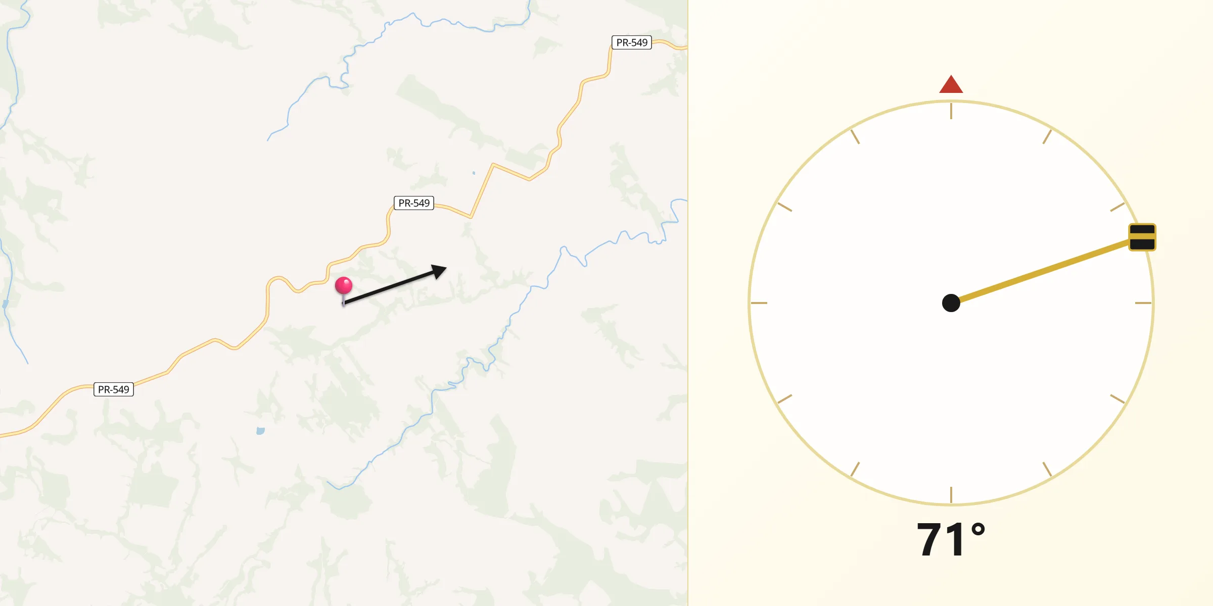 Direção da Qibla a partir de Corumbataí do Sul