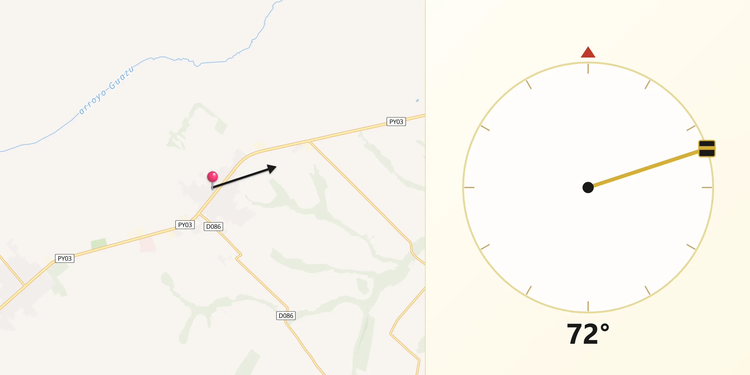 Dirección de la Qibla desde La Paloma