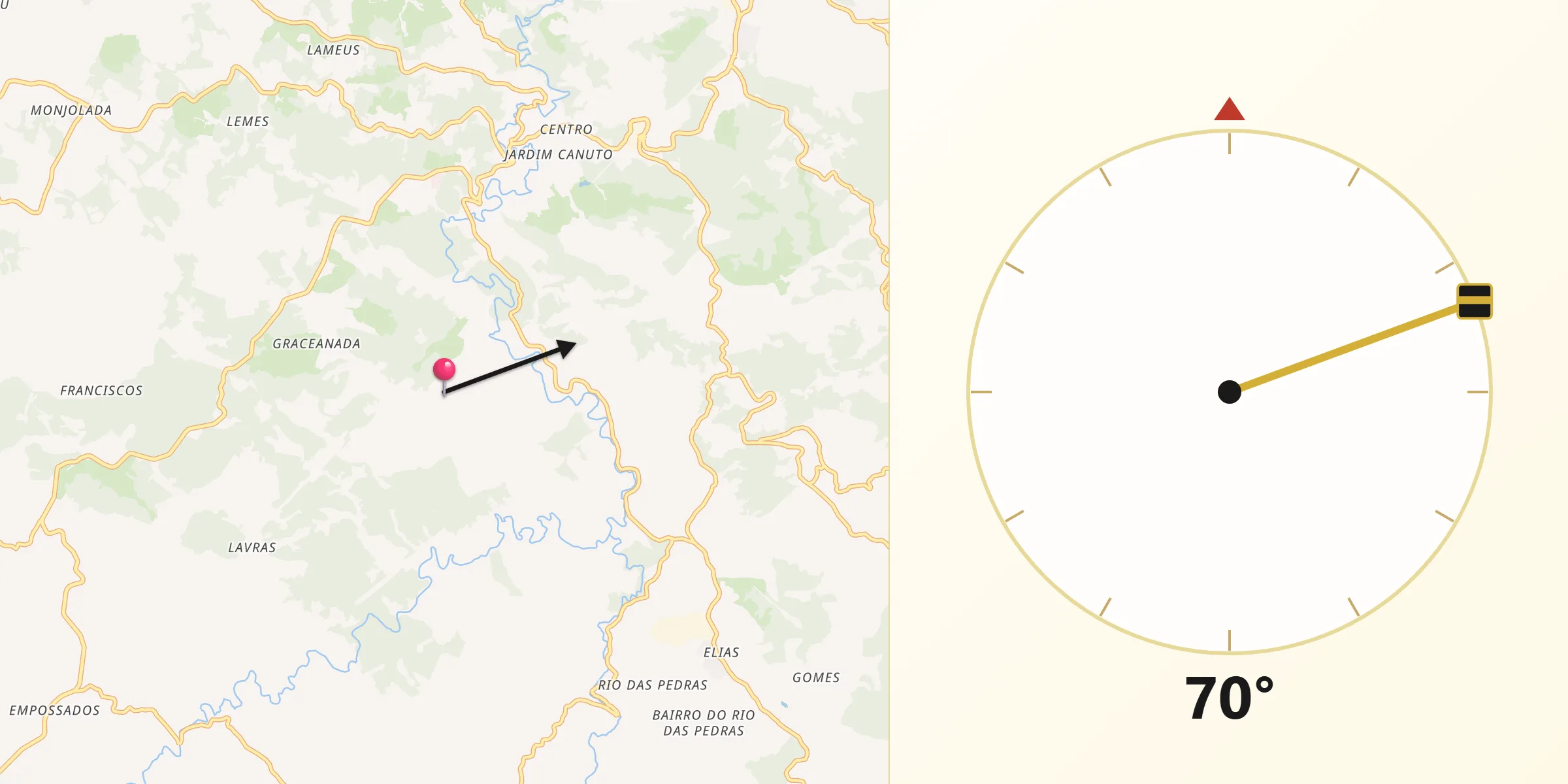 Direção da Qibla a partir de Guapiara