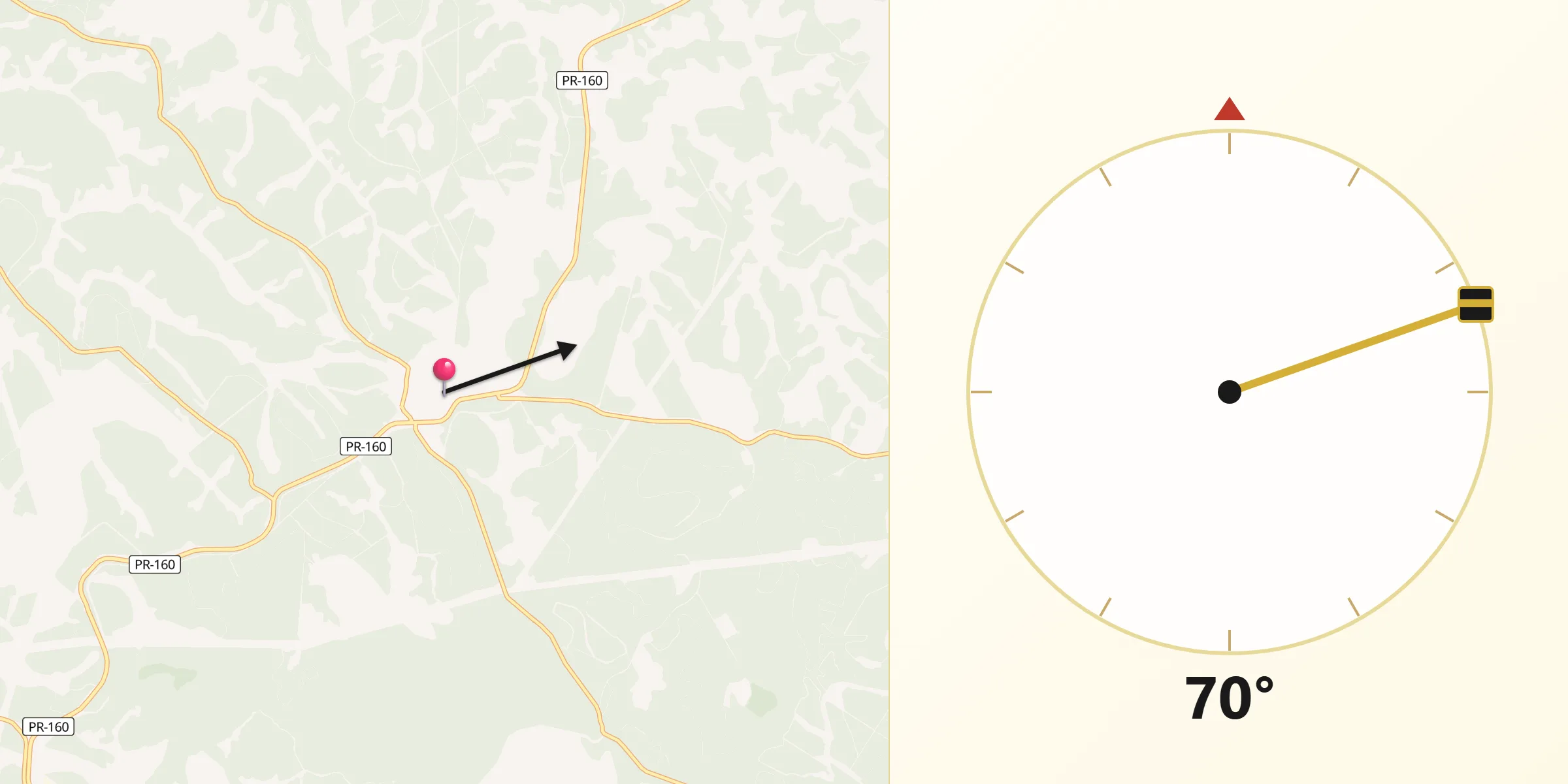 Direção da Qibla a partir de Telêmaco Borba