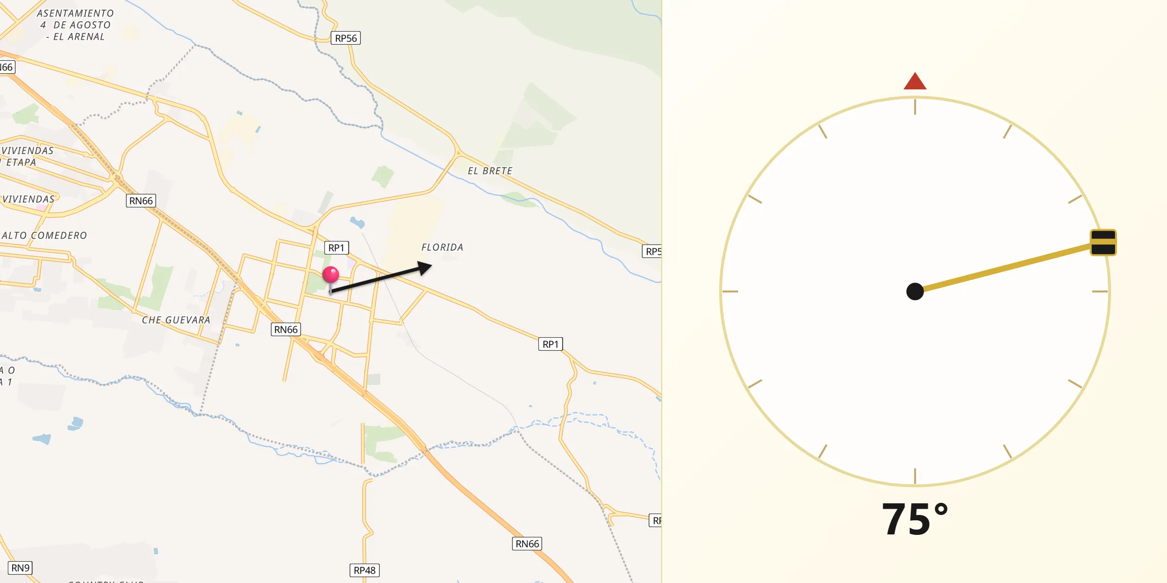 Dirección de la Qibla desde Palpalá