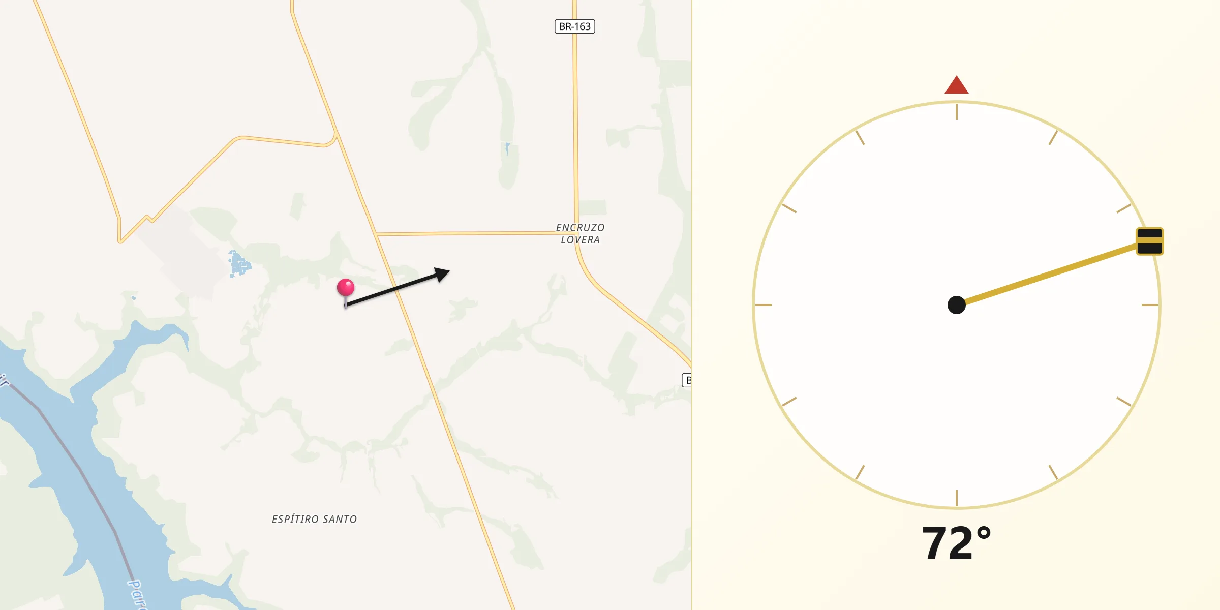 Direção da Qibla a partir de Guaíra