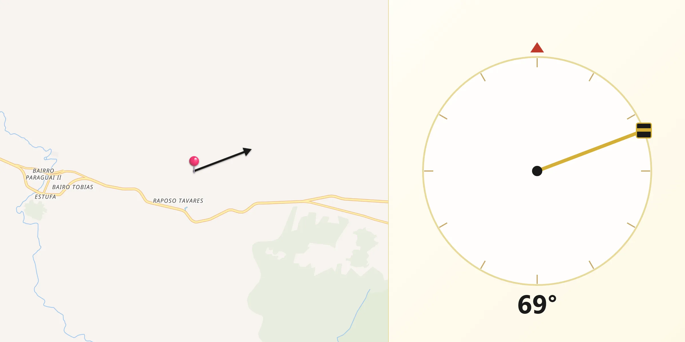 Direção da Qibla a partir de Itariri