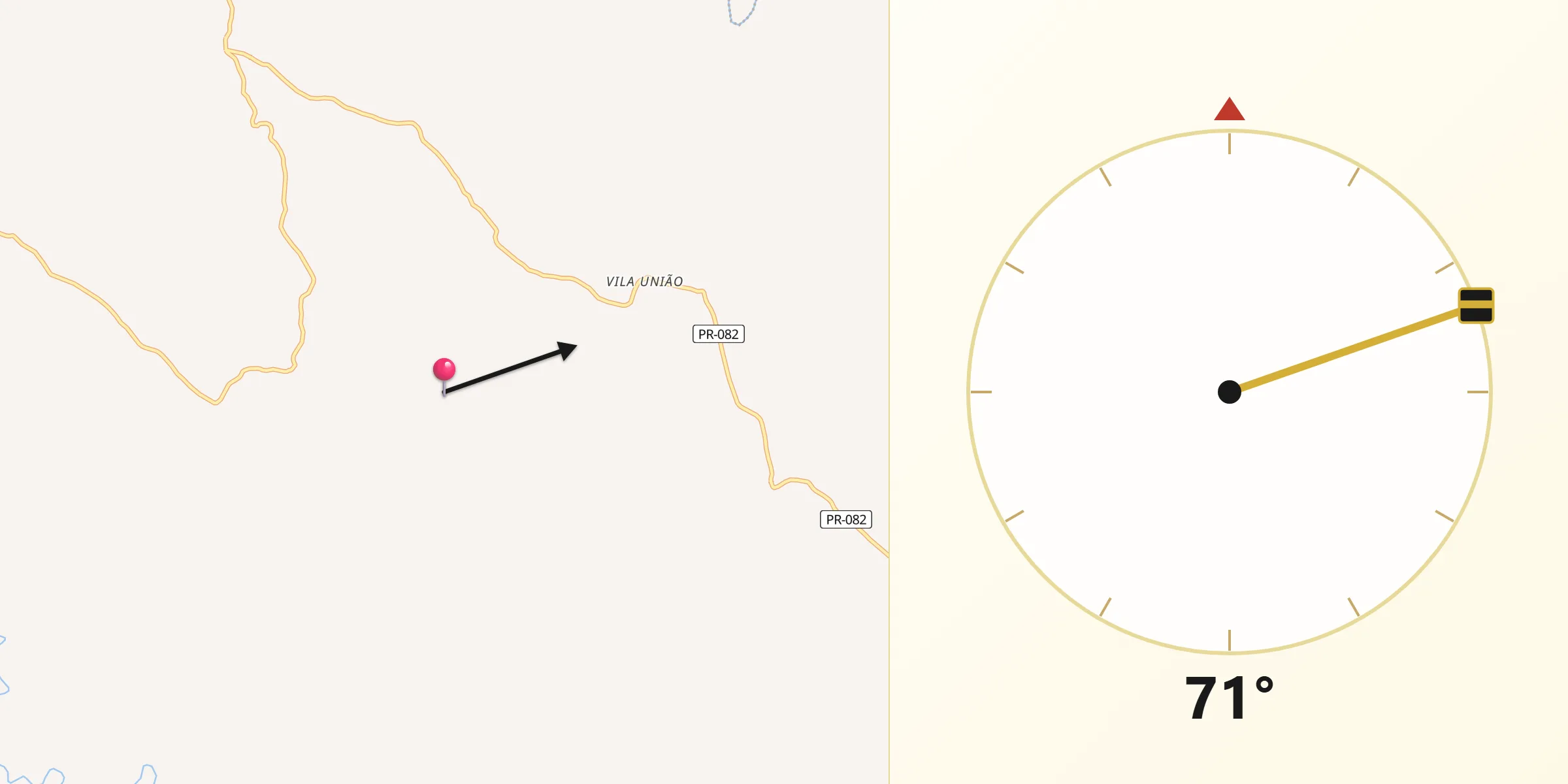 Direção da Qibla a partir de Rosário do Ivaí
