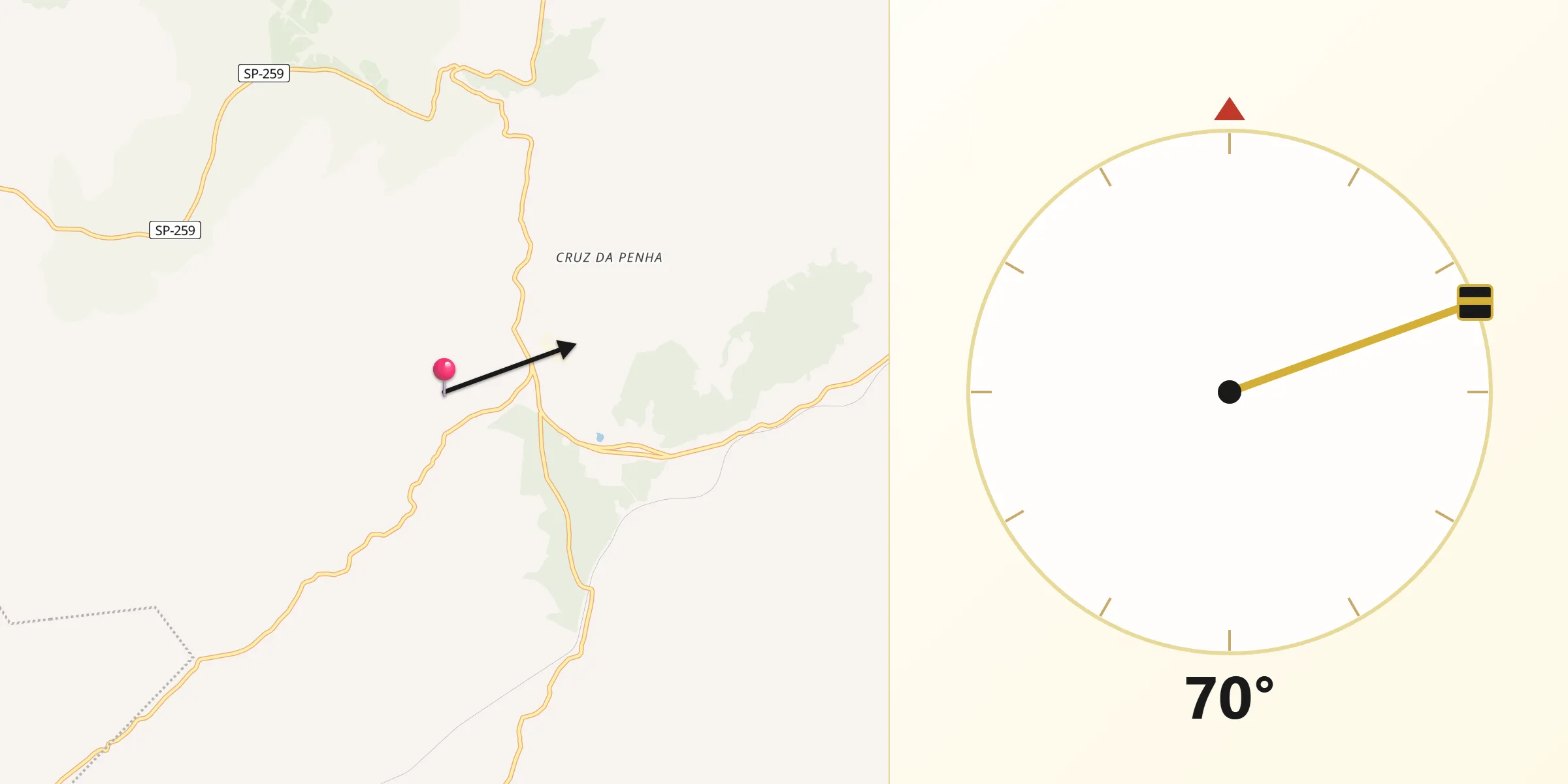 Direção da Qibla a partir de Bom Sucesso de Itararé
