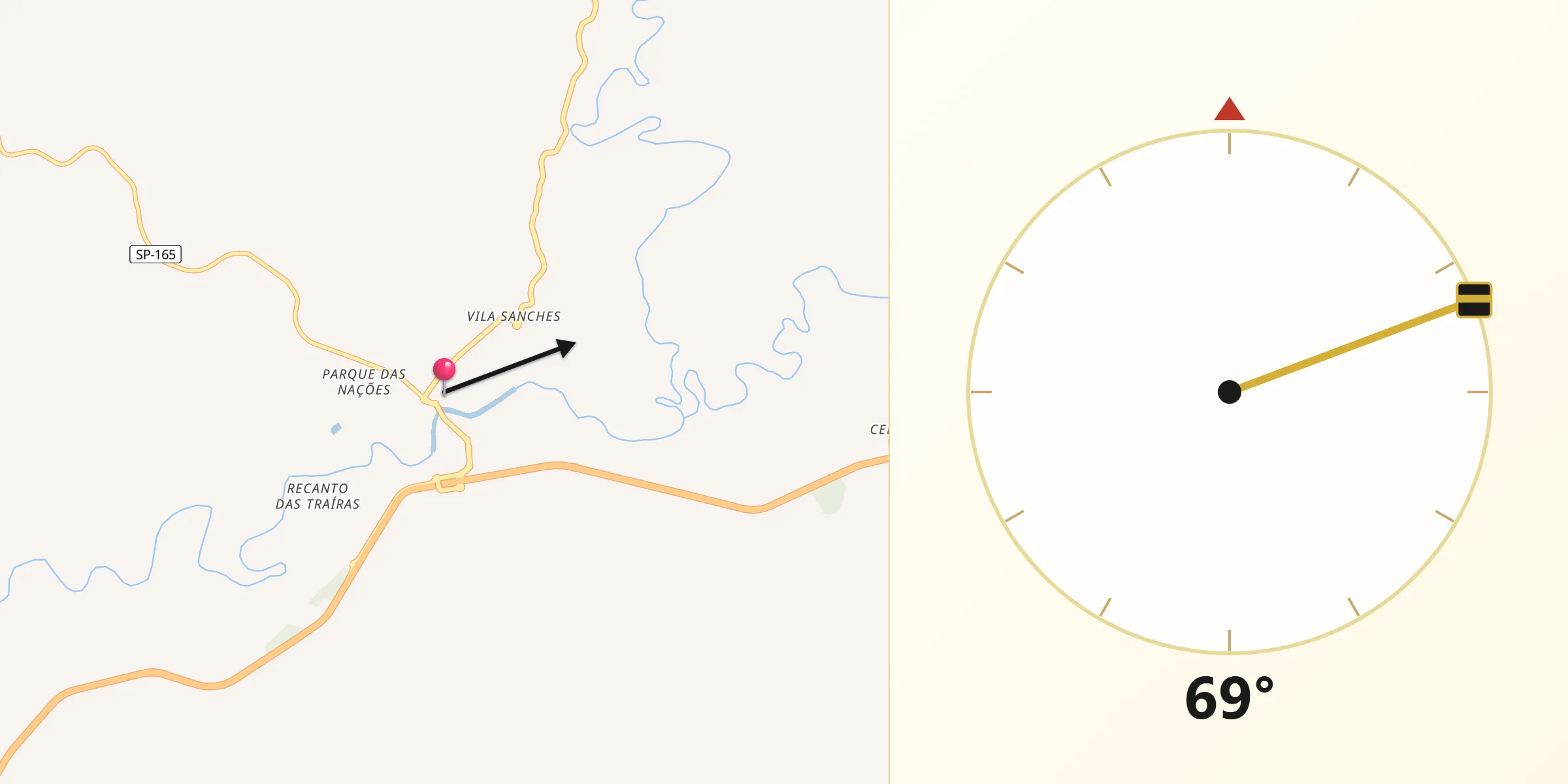 Direção da Qibla a partir de Juquiá