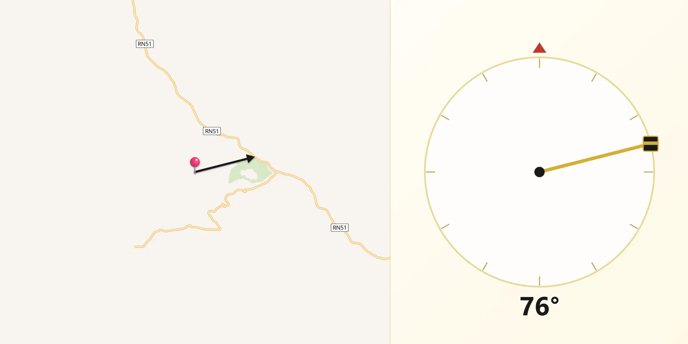 Dirección de la Qibla desde Santa Rosa de Tastil