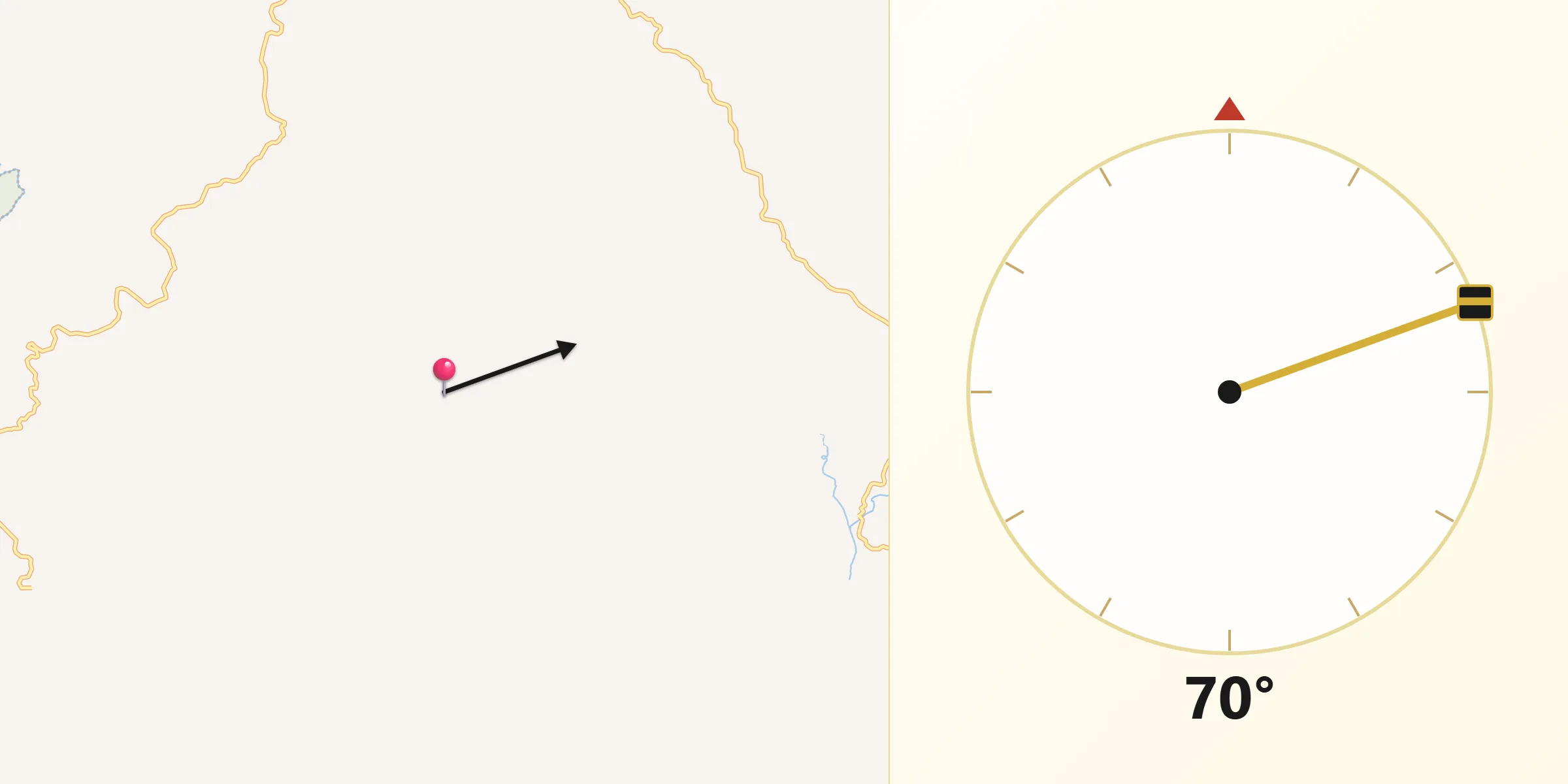 Direção da Qibla a partir de Itapirapuã Paulista