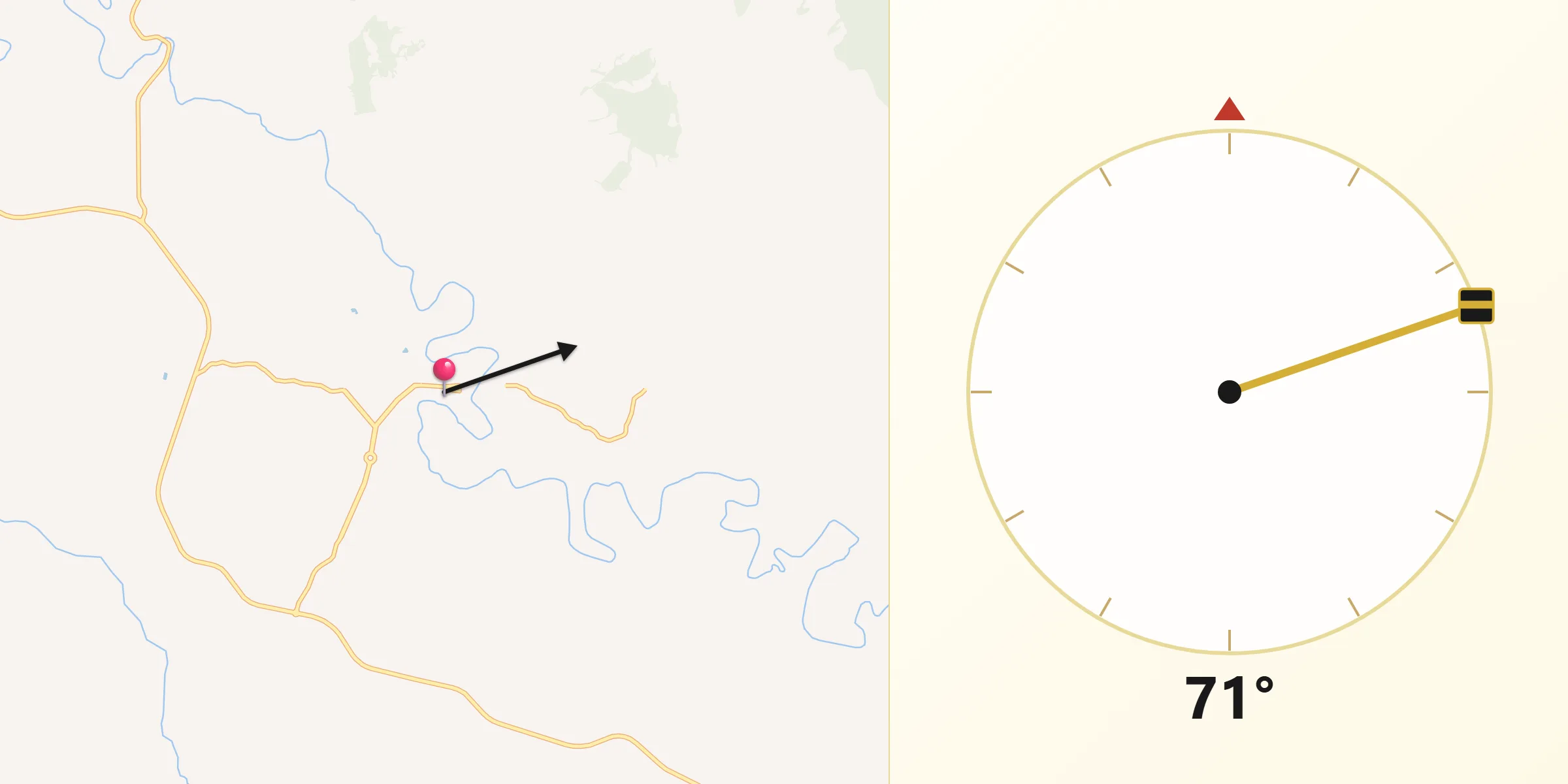 Direção da Qibla a partir de Cândido de Abreu