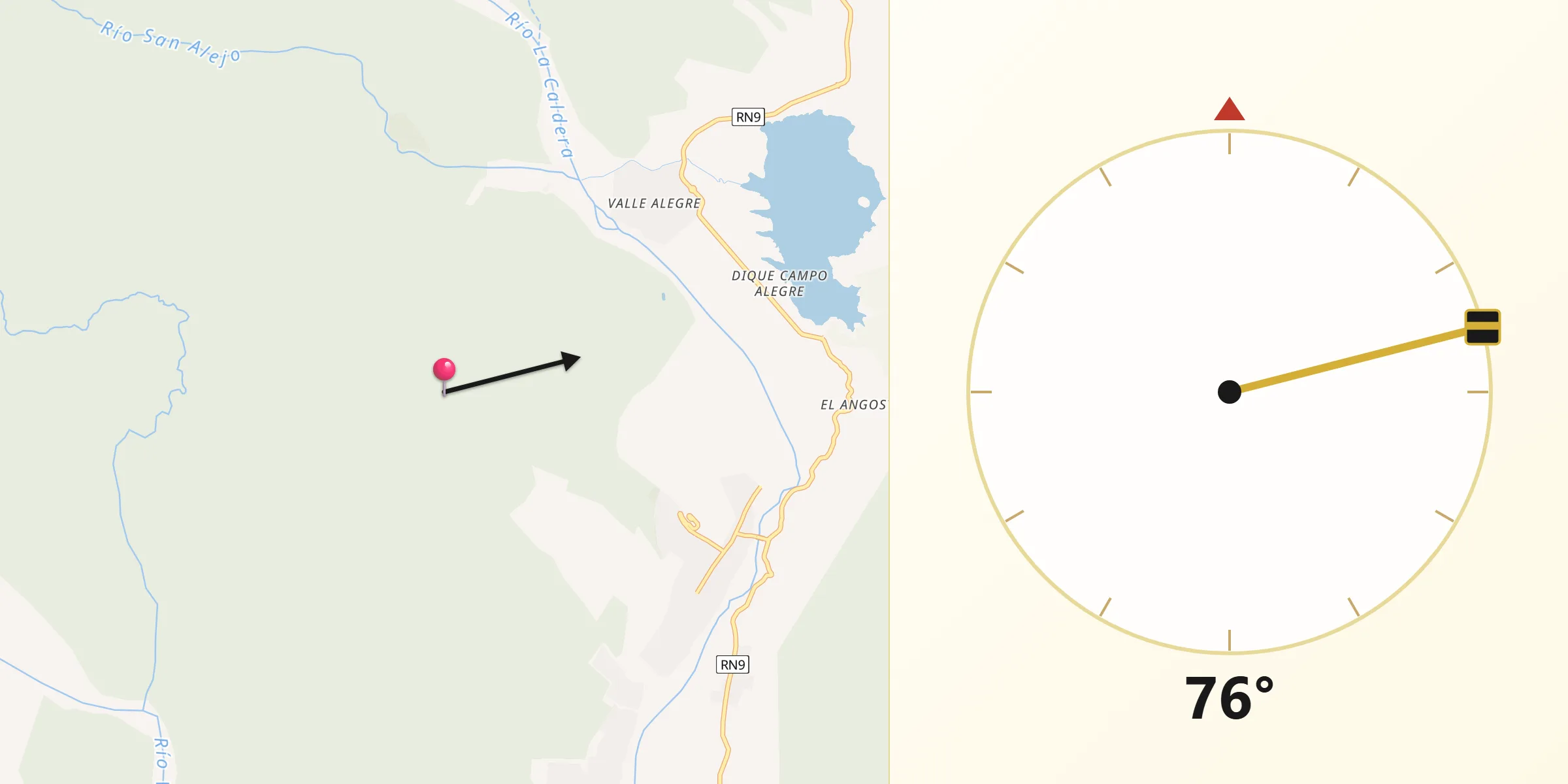 Dirección de la Qibla desde La Caldera
