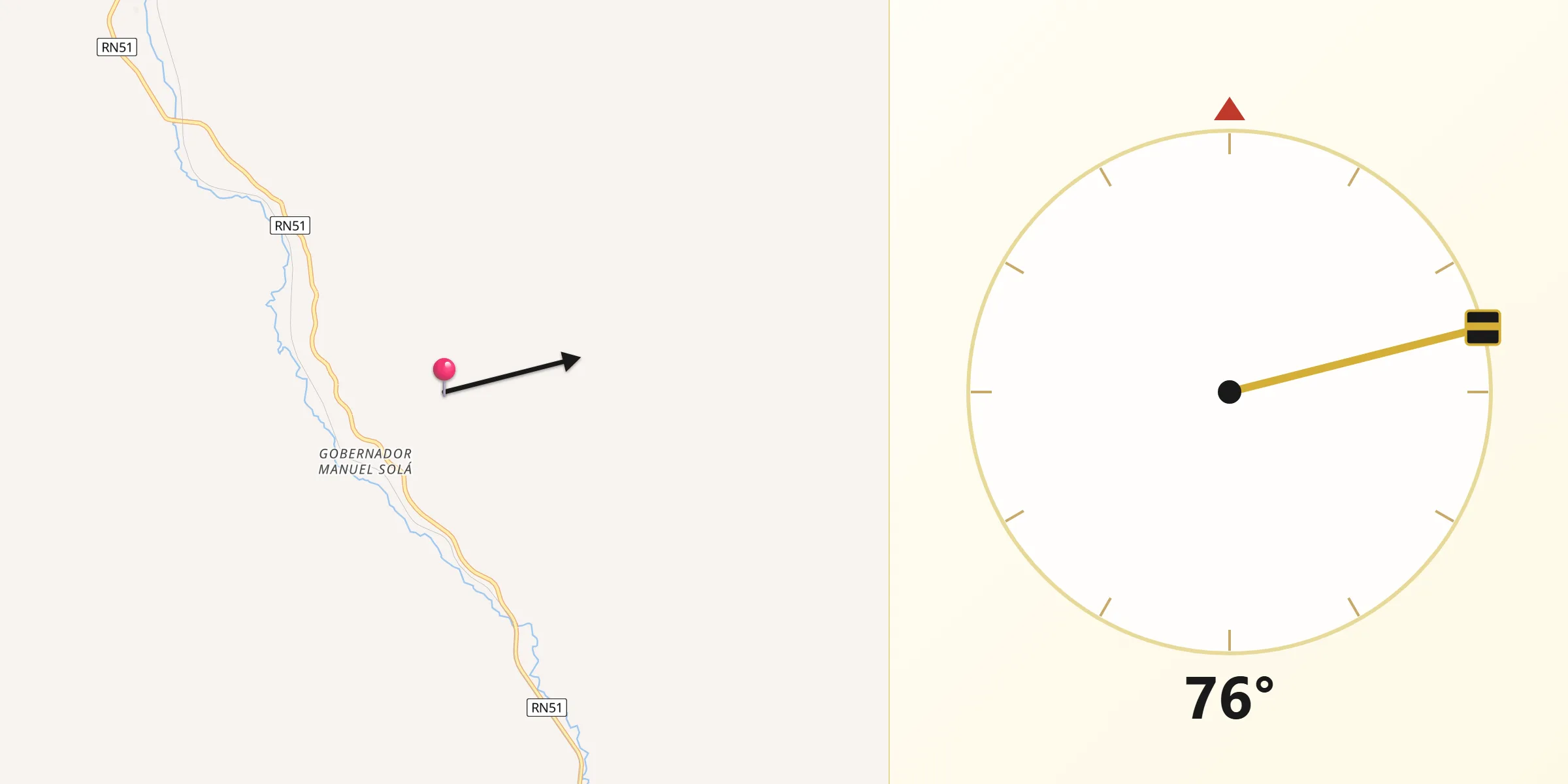 Dirección de la Qibla desde Departamento de Rosario de Lerma