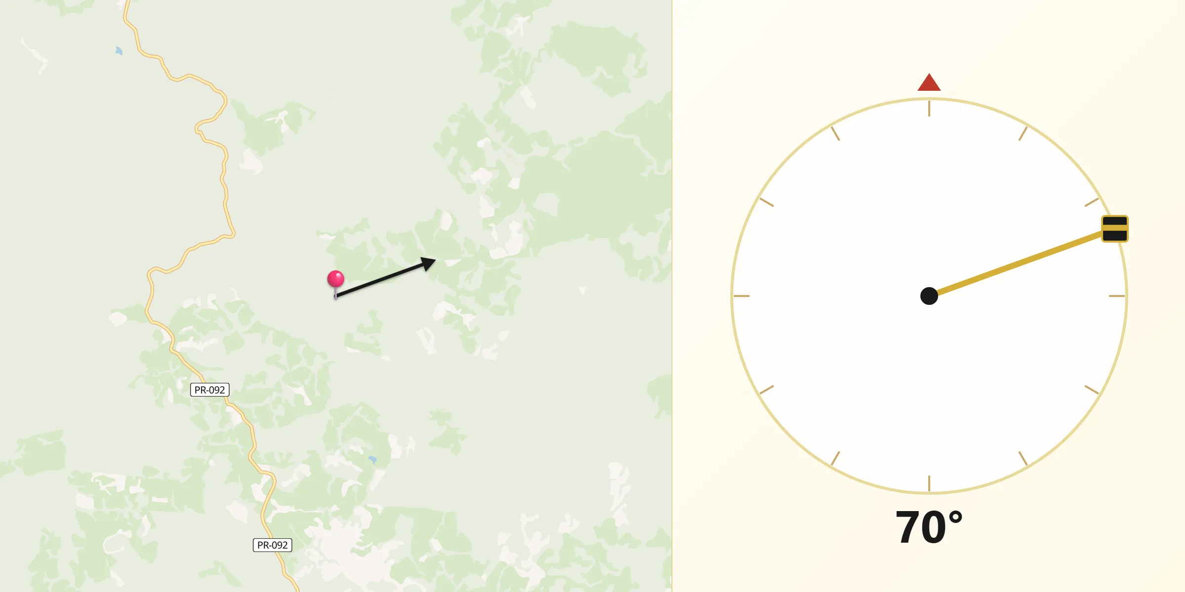 Direção da Qibla a partir de Doutor Ulysses