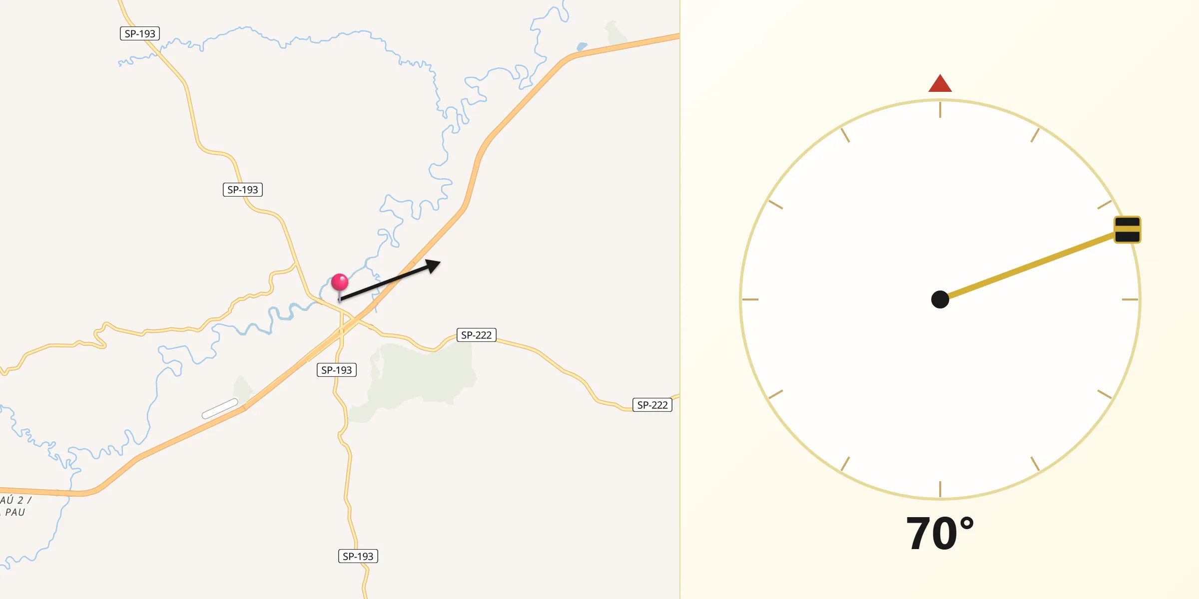 Direção da Qibla a partir de Jacupiranga