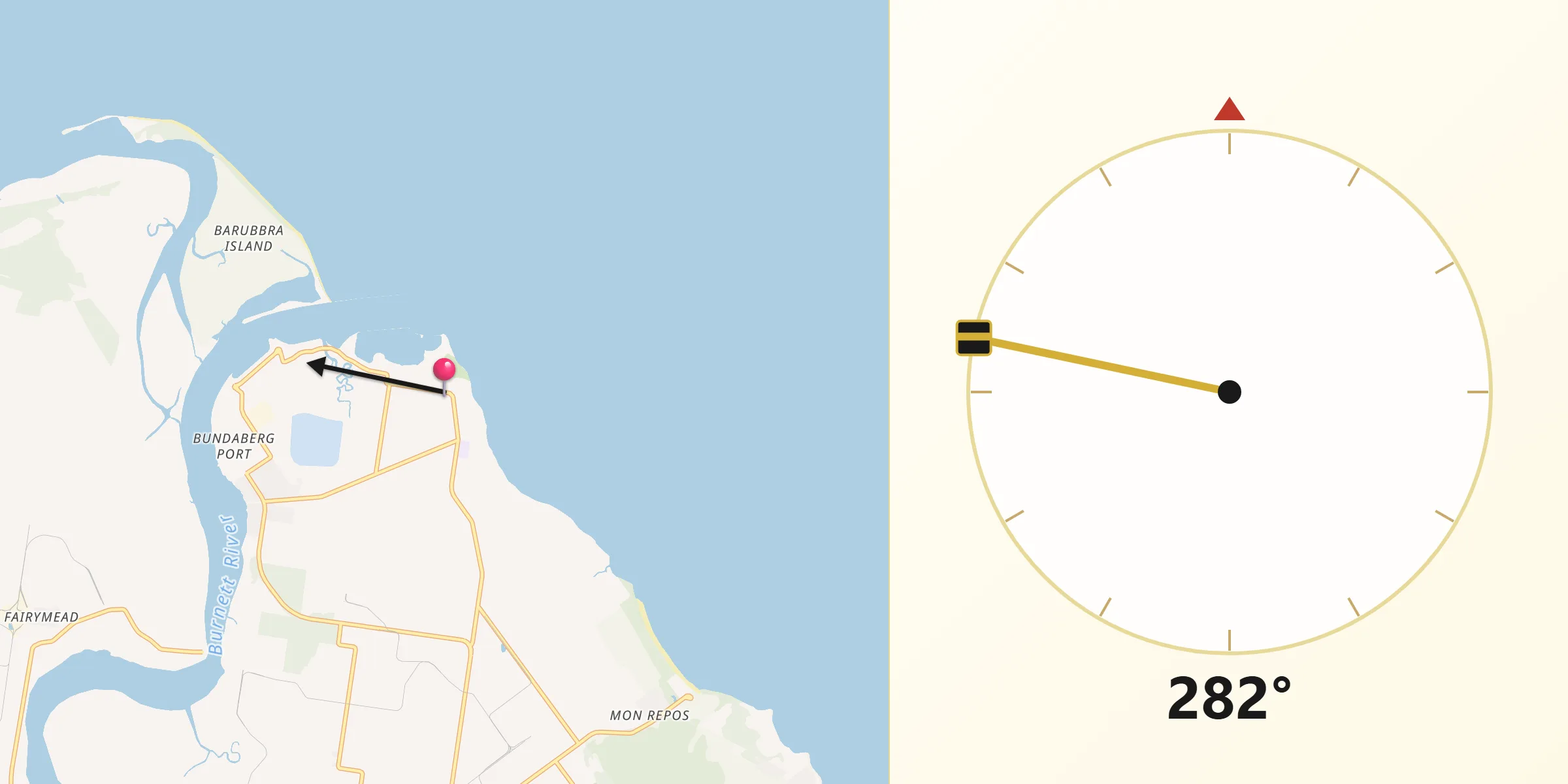 Qibla Direction from Burnett Heads