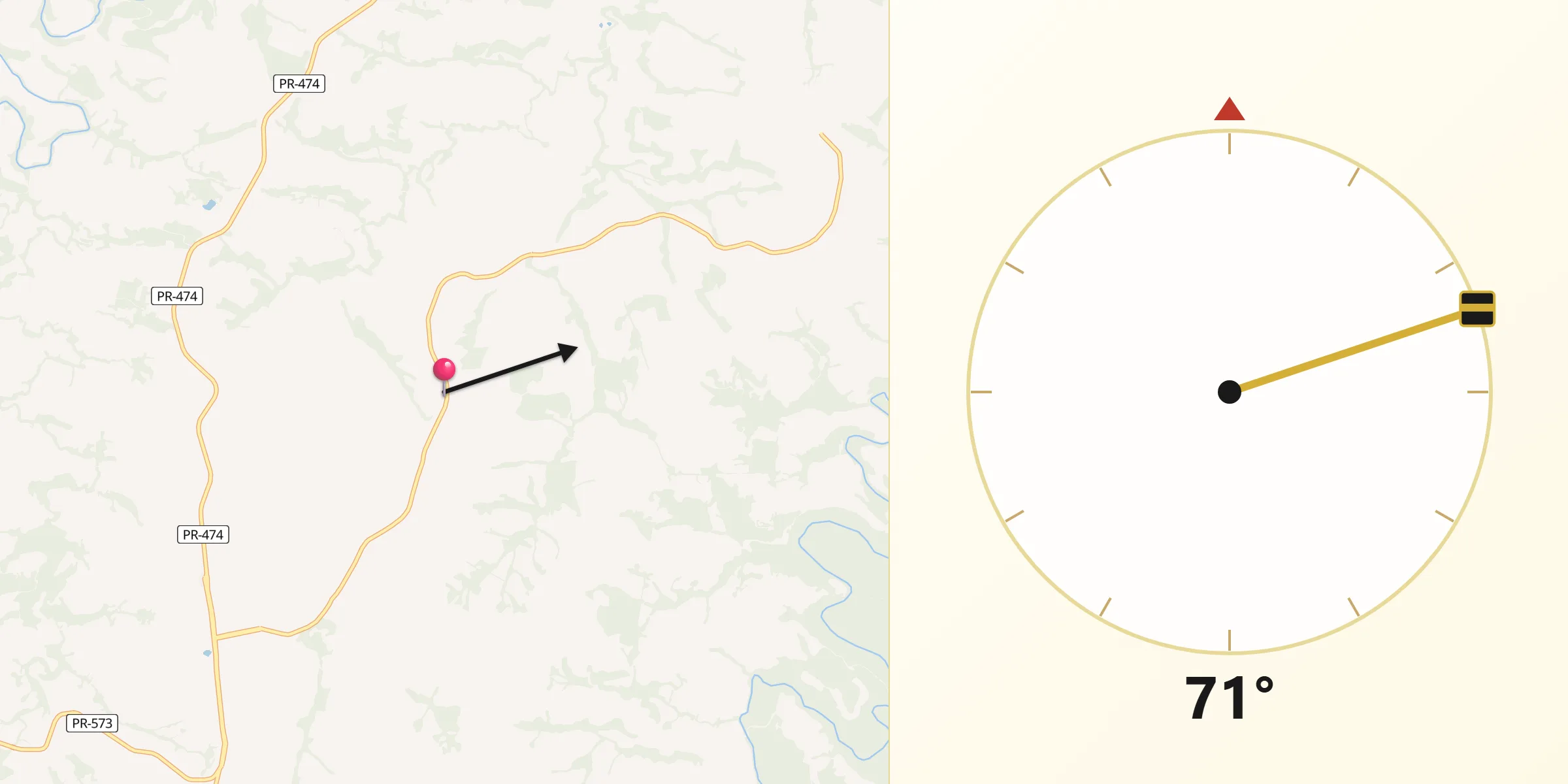 Direção da Qibla a partir de Braganey