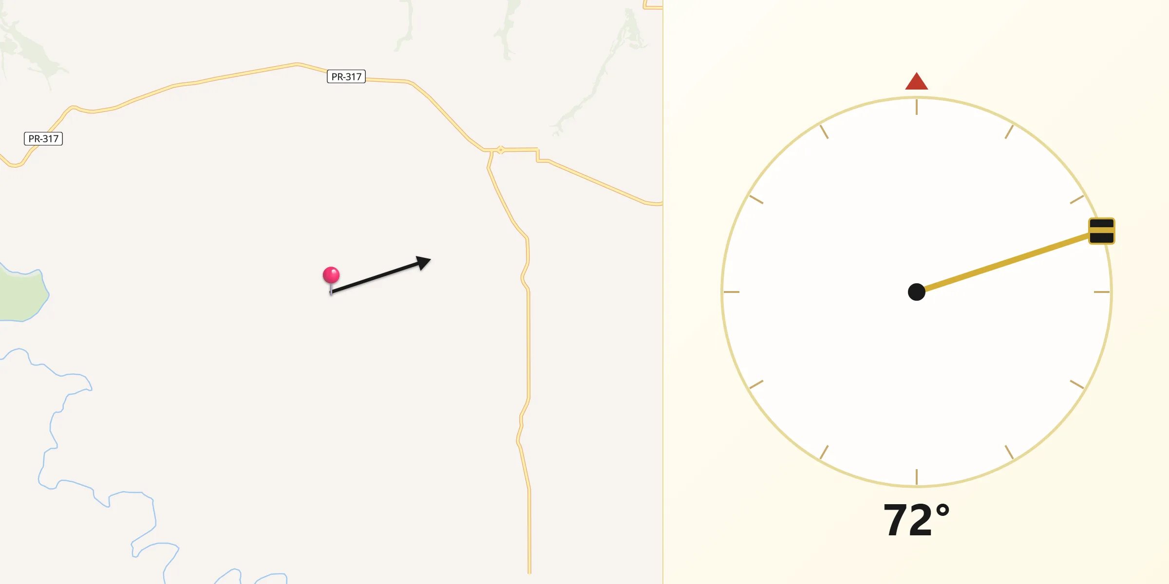 Direção da Qibla a partir de Ouro Verde do Oeste