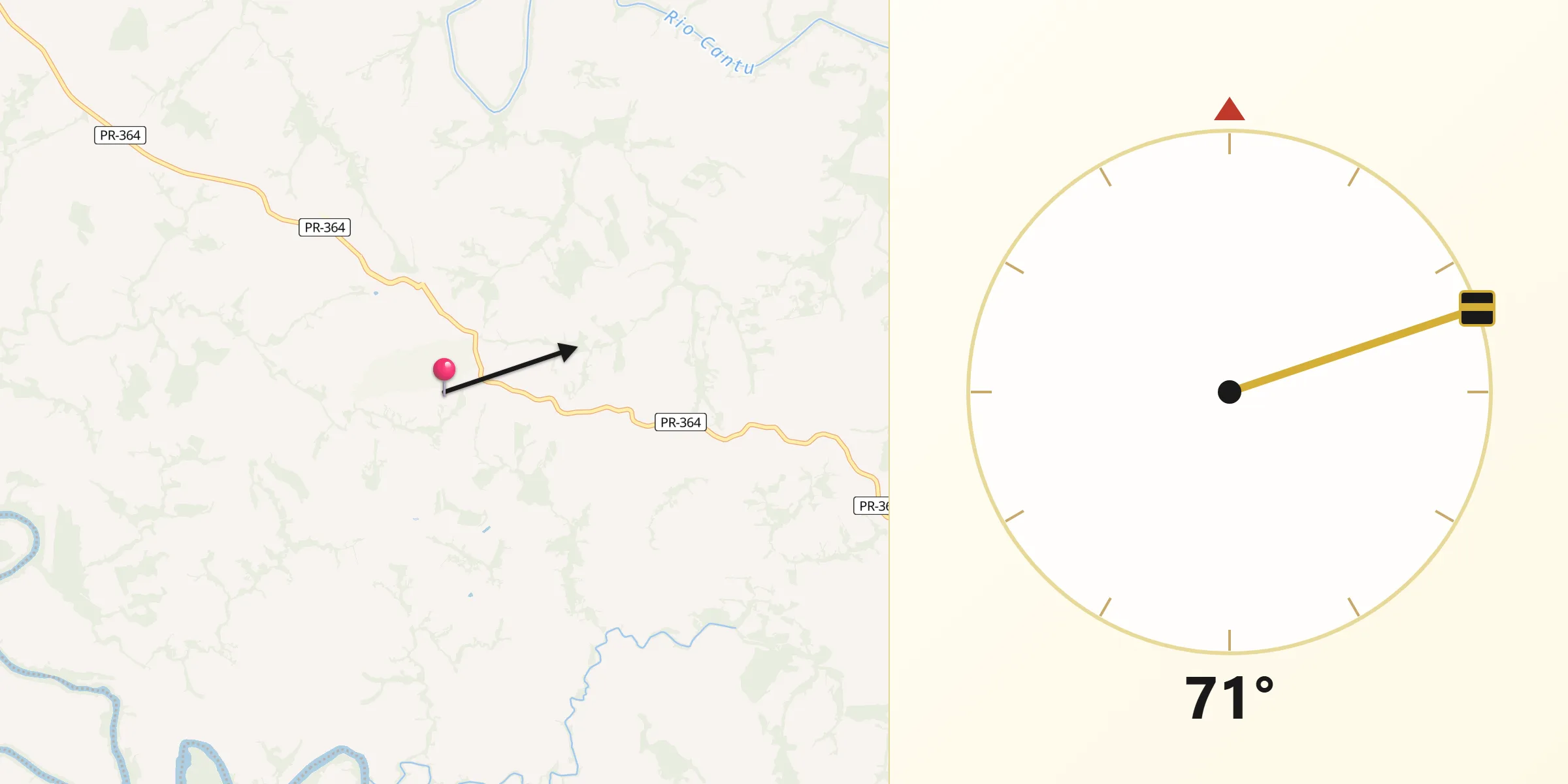 Direção da Qibla a partir de Altamira do Paraná