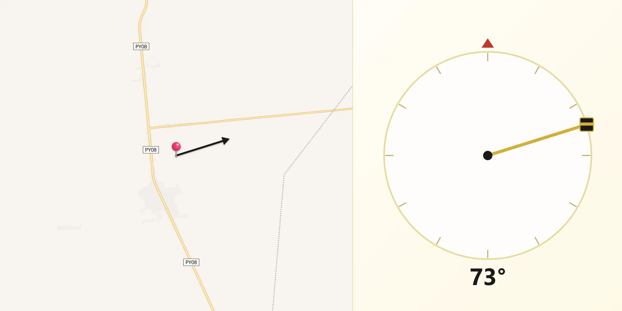 Dirección de la Qibla desde Yataity del Norte