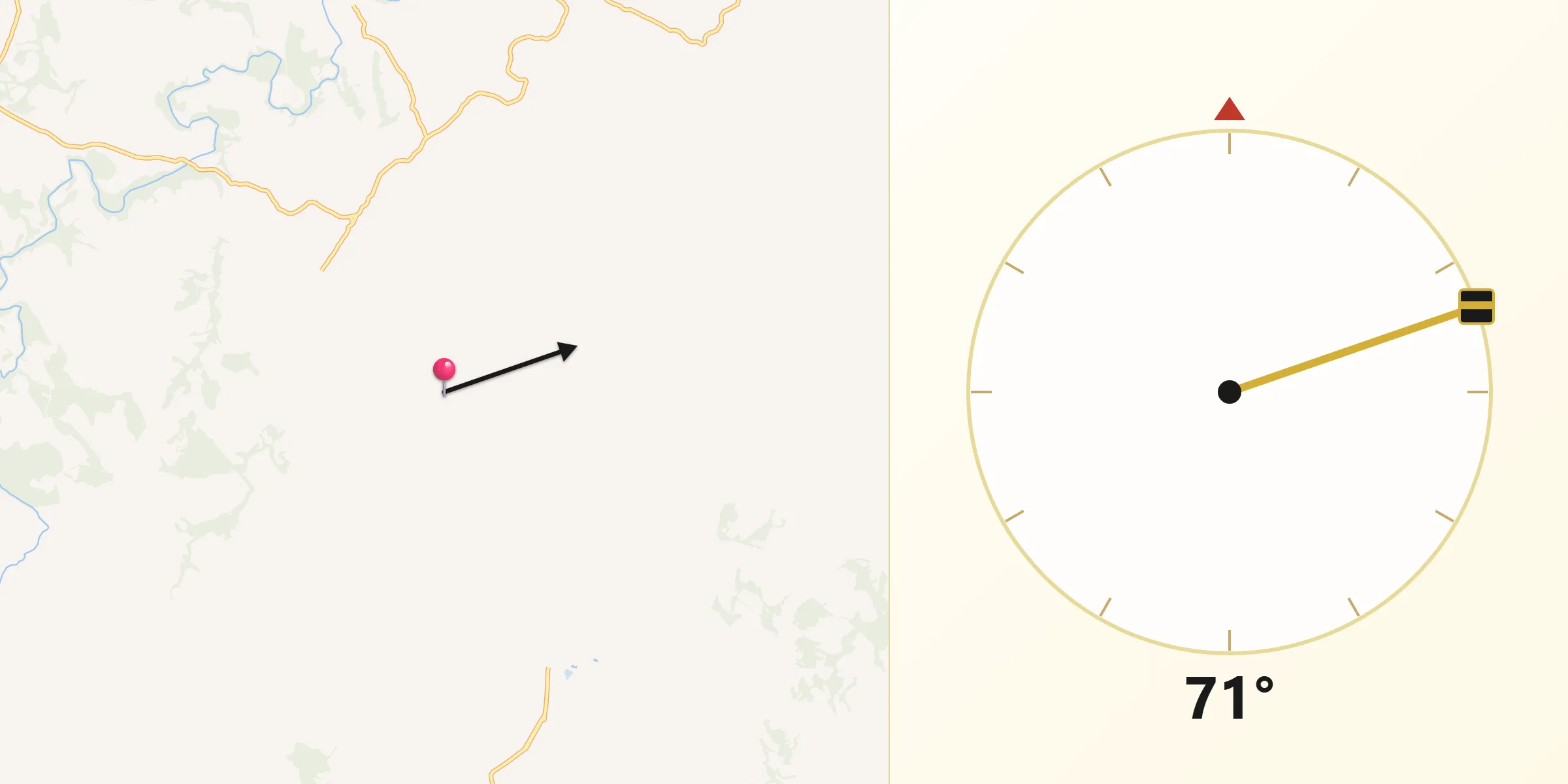 Direção da Qibla a partir de Boa Ventura de São Roque
