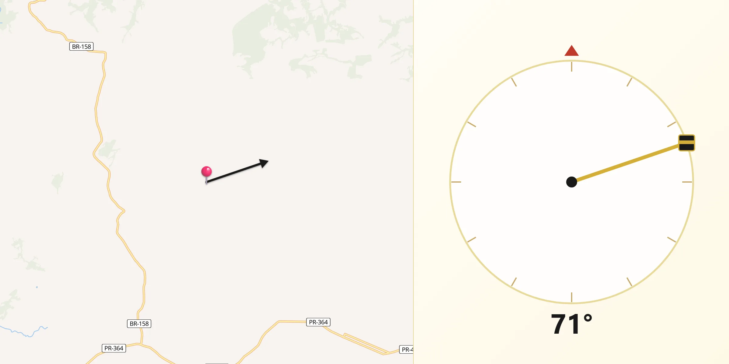Direção da Qibla a partir de Palmital