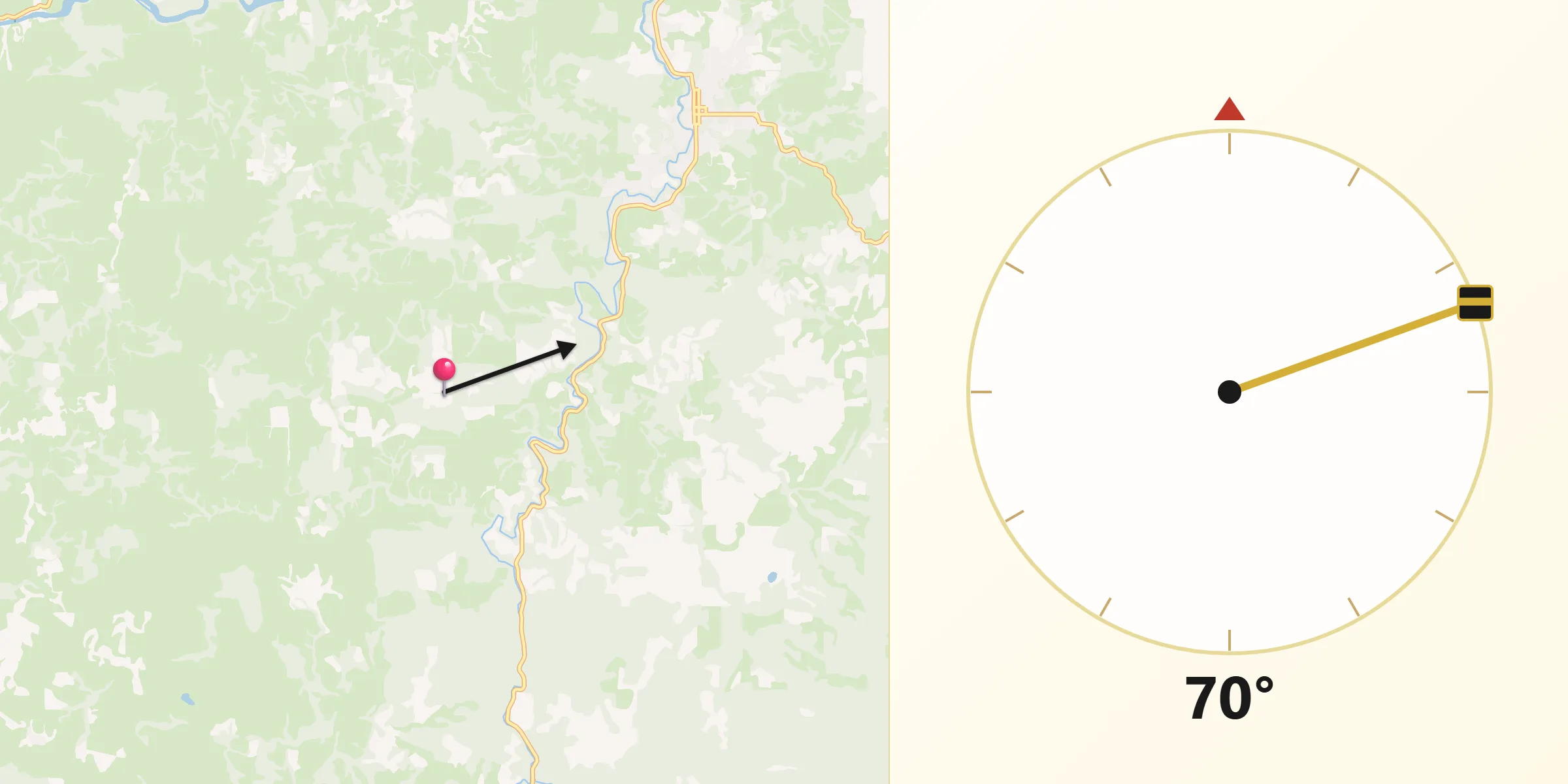 Direção da Qibla a partir de Cerro Azul