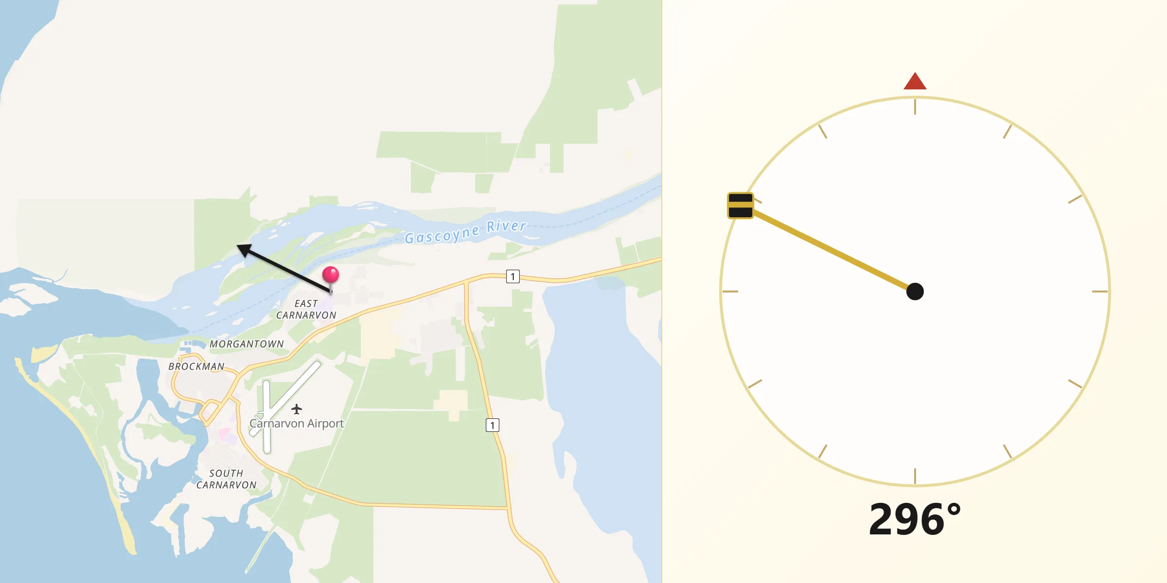 Qibla Direction from East Carnarvon