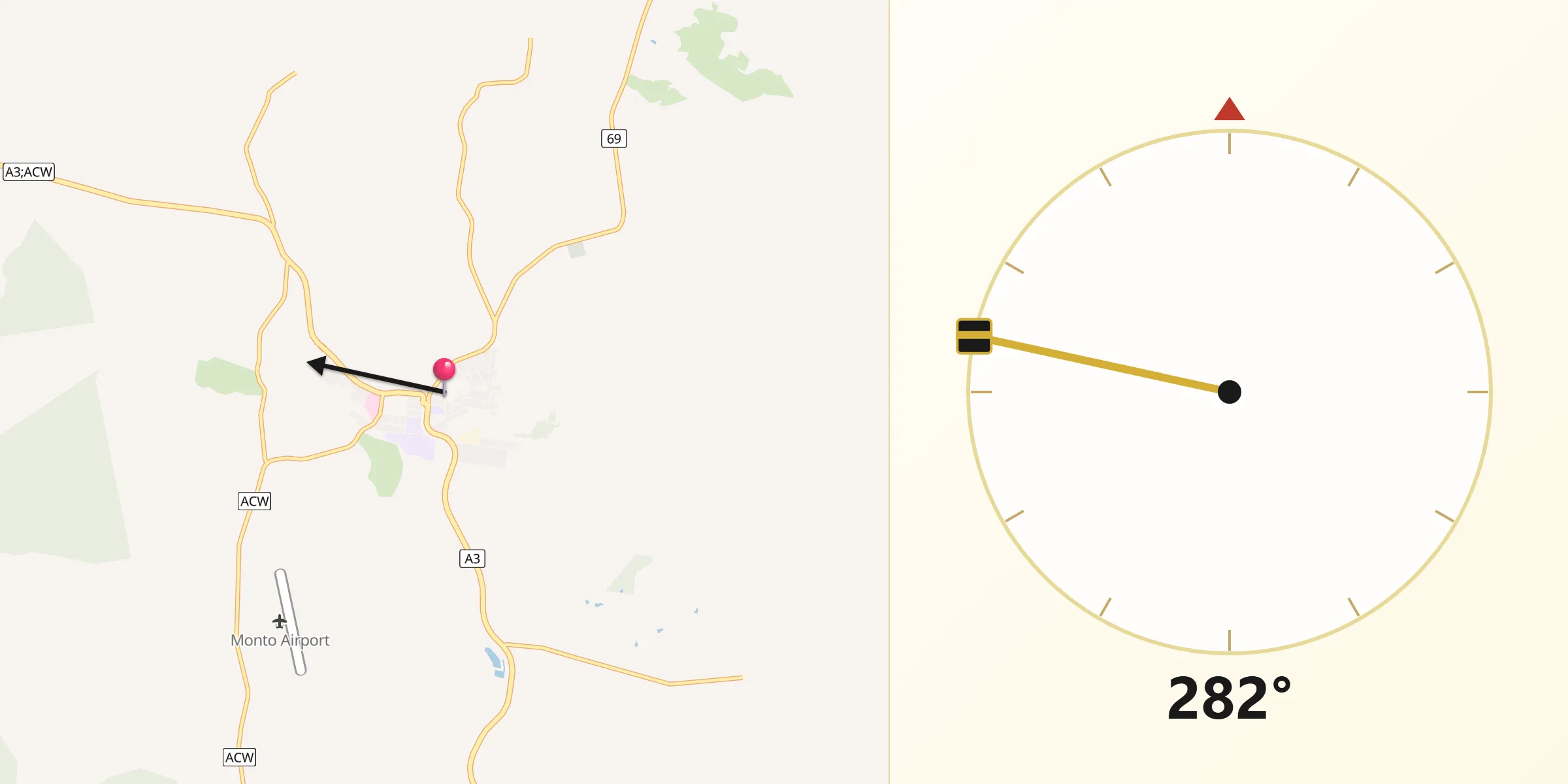 Qibla Direction from Monto