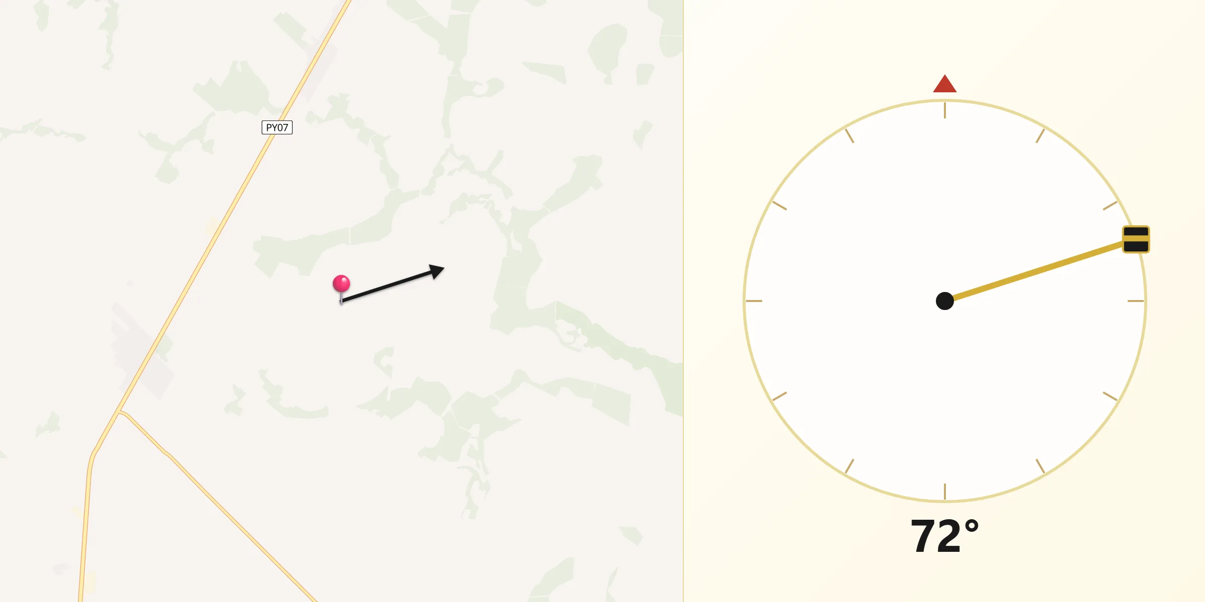 Dirección de la Qibla desde Colonia Minga Porá