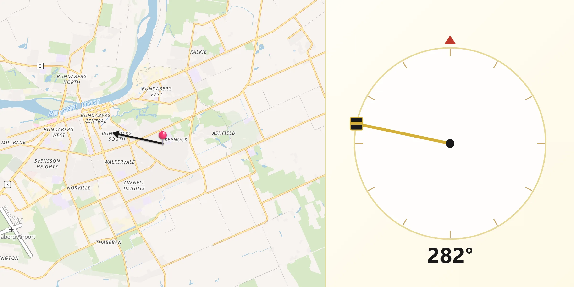 Qibla Direction from Kepnock