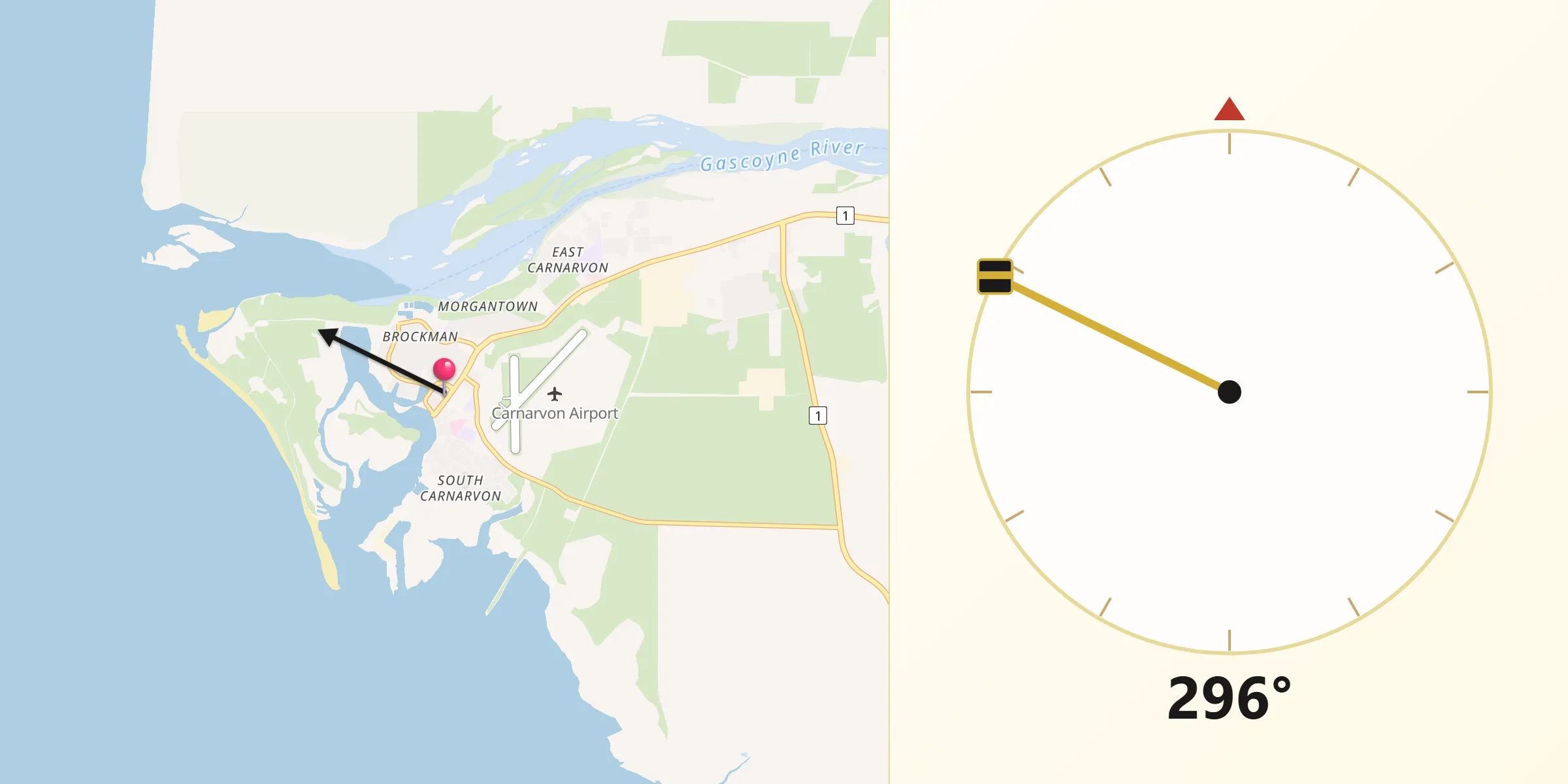 Qibla Direction from Carnarvon