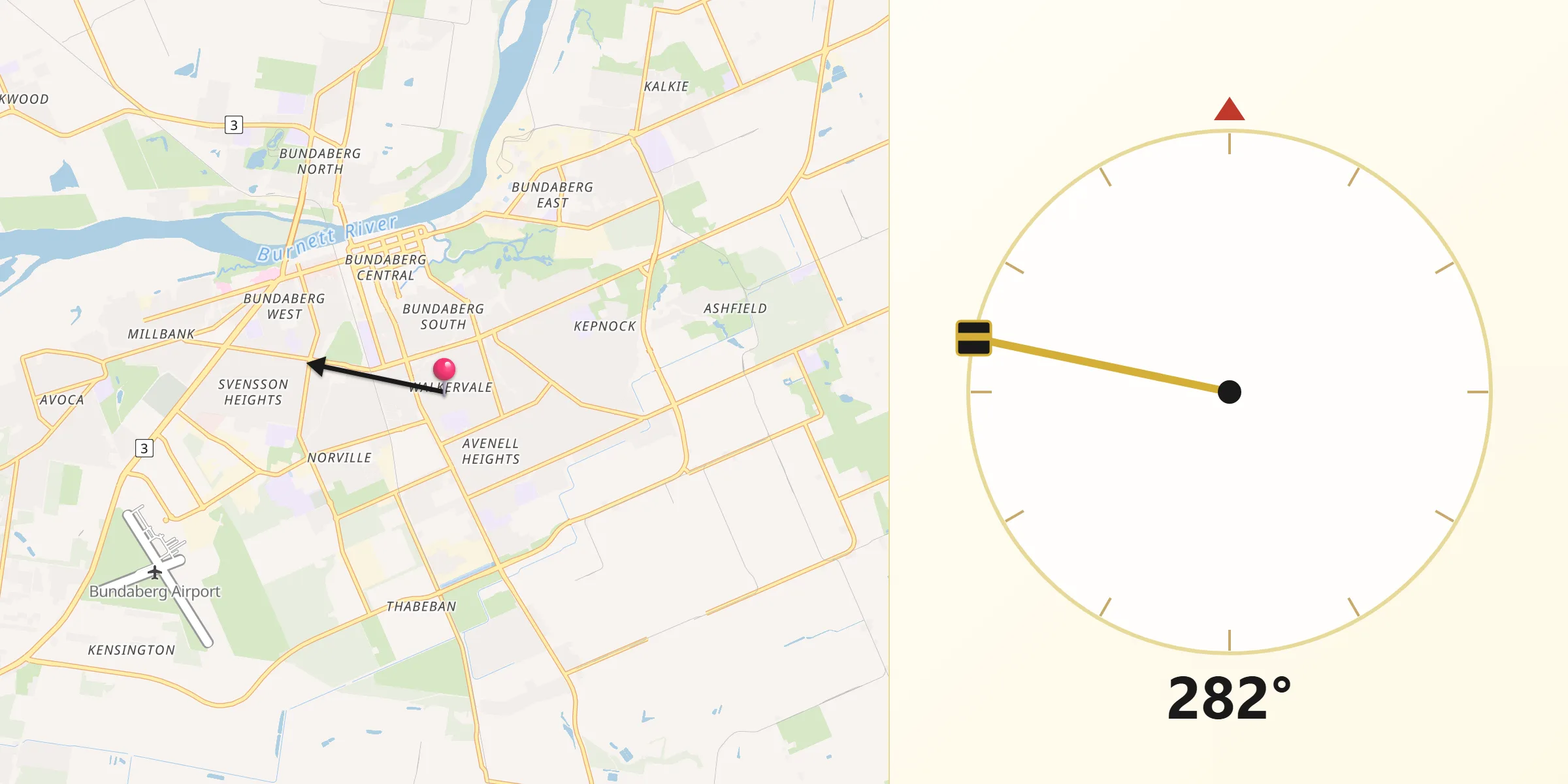 Qibla Direction from Walkervale